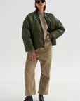 Down Filled Bomber, Charcoal/Khaki