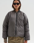 Down Filled Bomber, Charcoal/Khaki