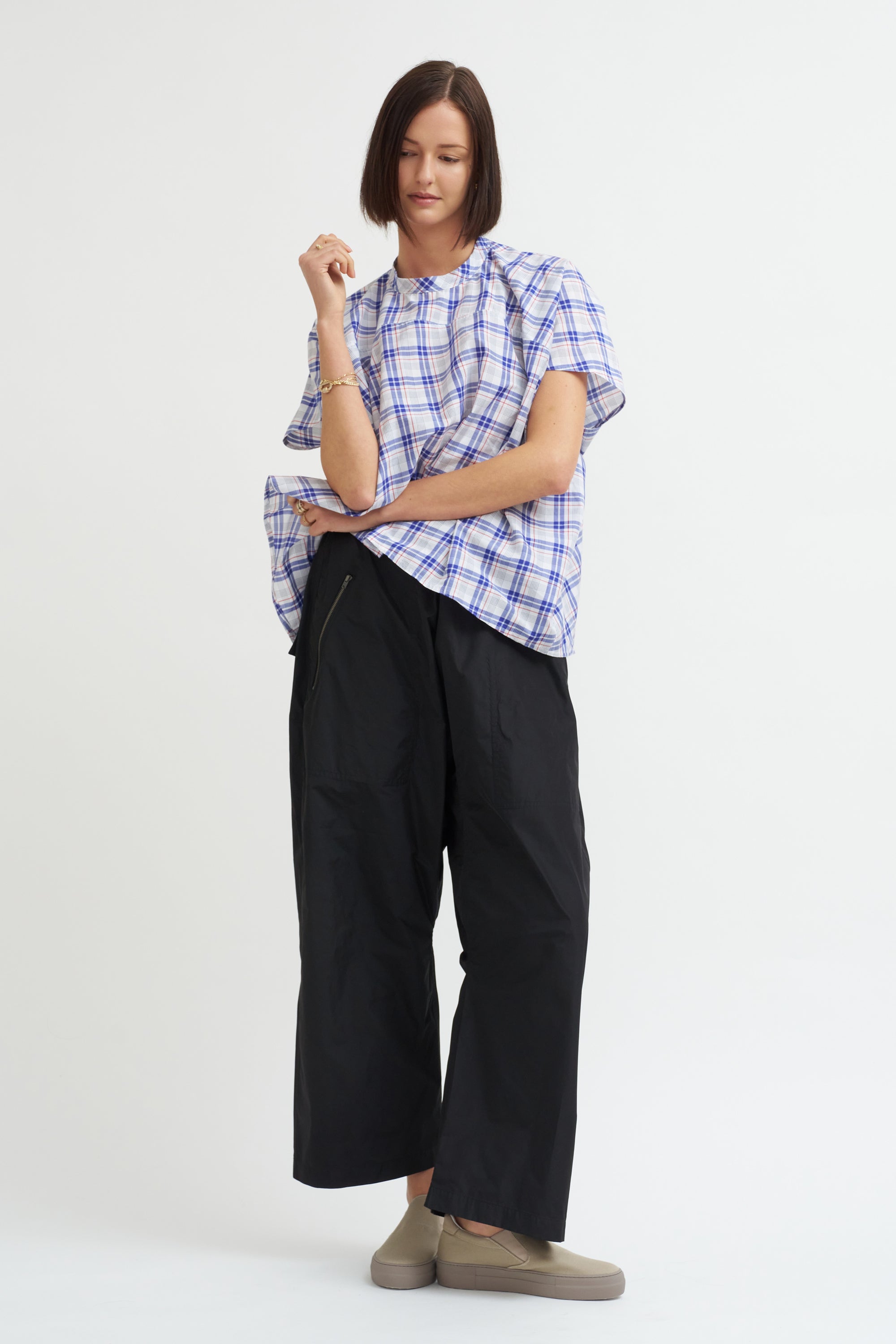 Taffeta Zip Pants, Black