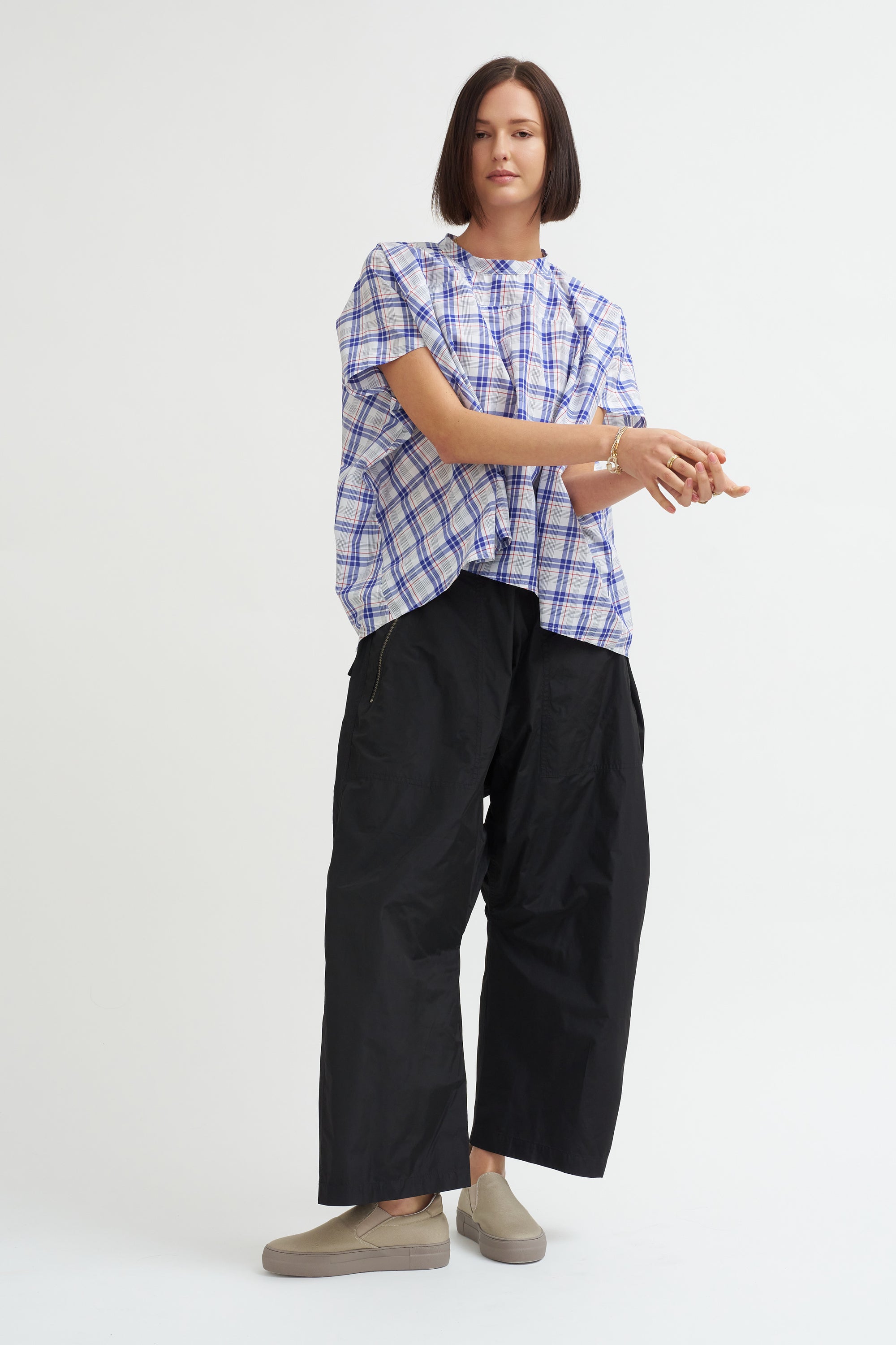 Taffeta Zip Pants, Black