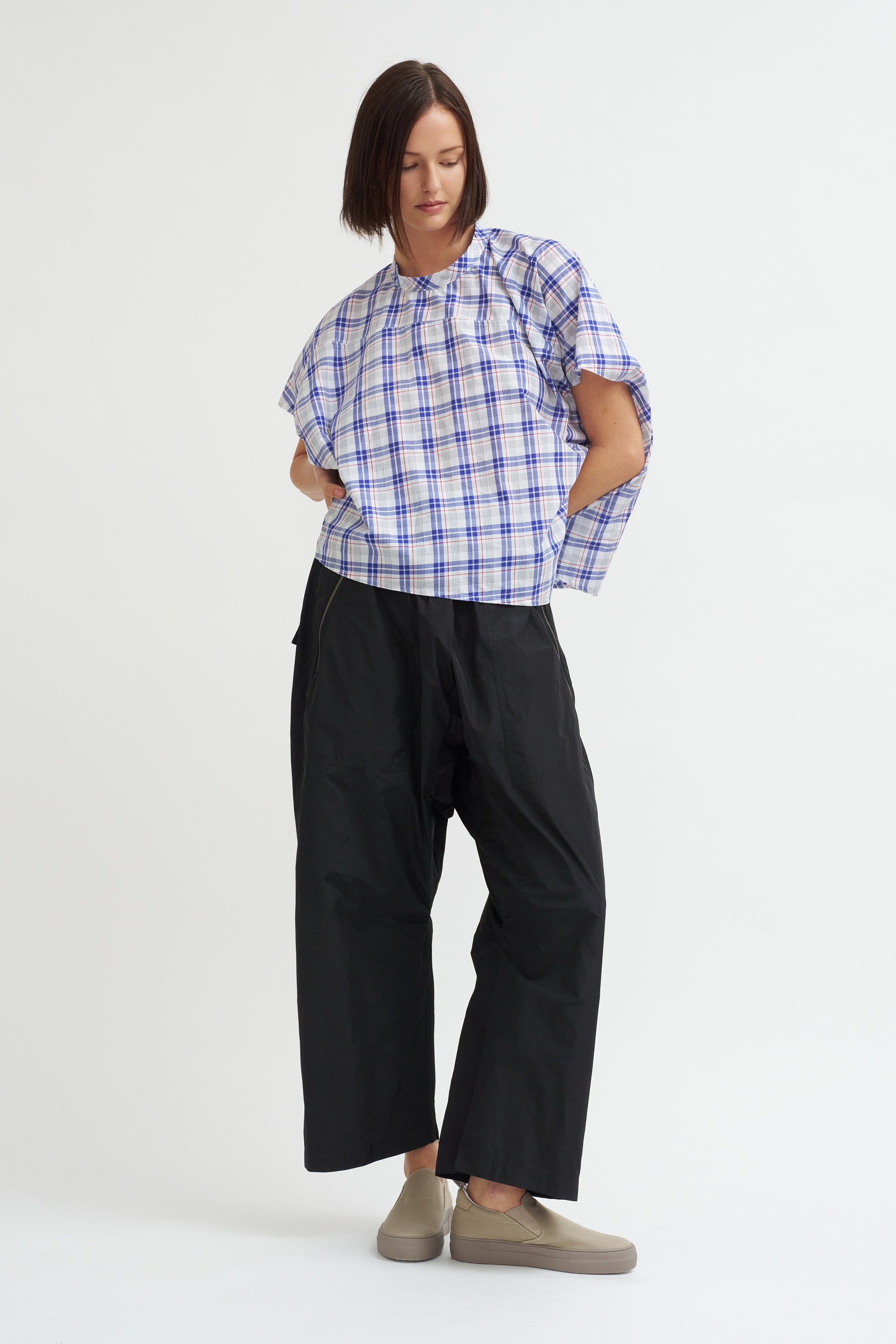 Taffeta Zip Pants, Black