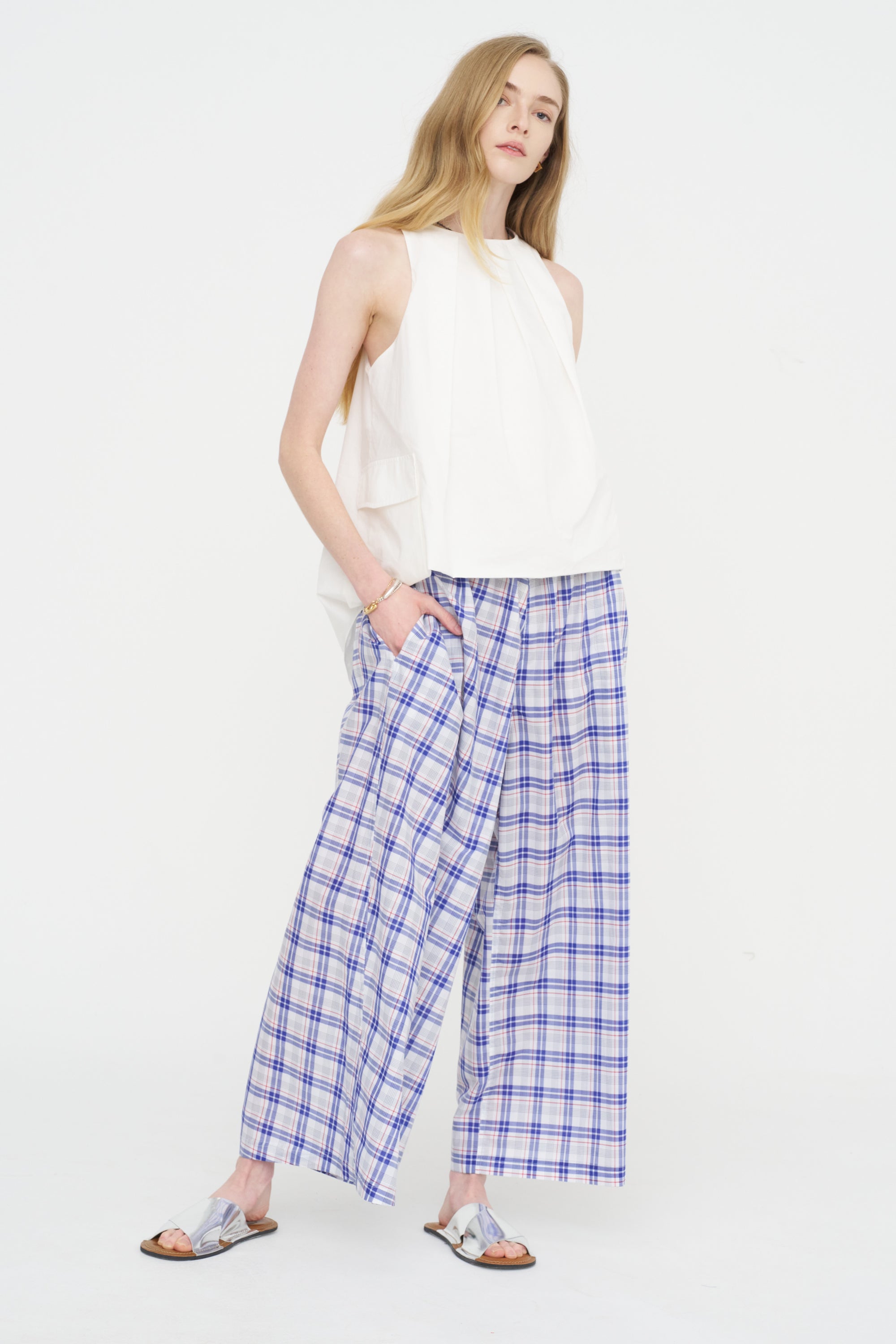 Parana Check - Cotton Check Pants, Royal