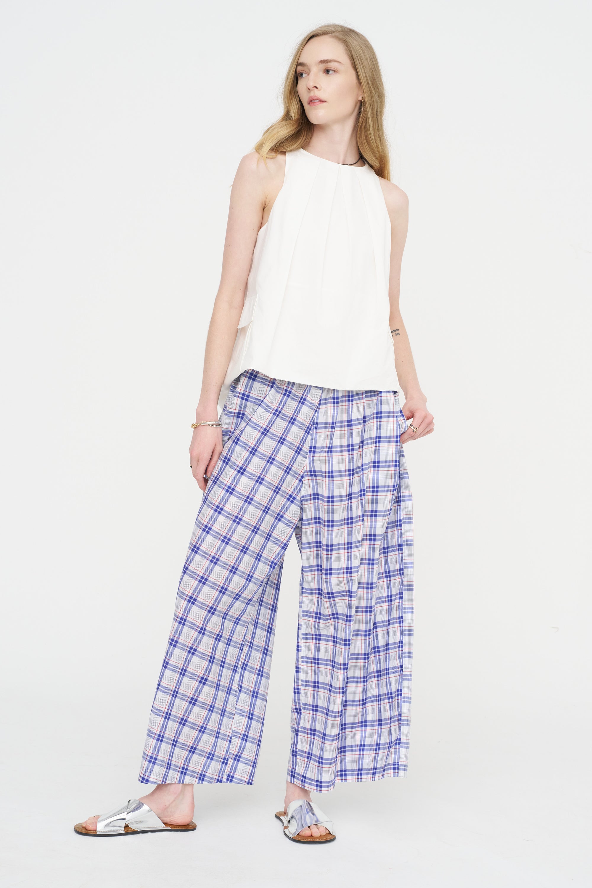Parana Check - Cotton Check Pants, Royal