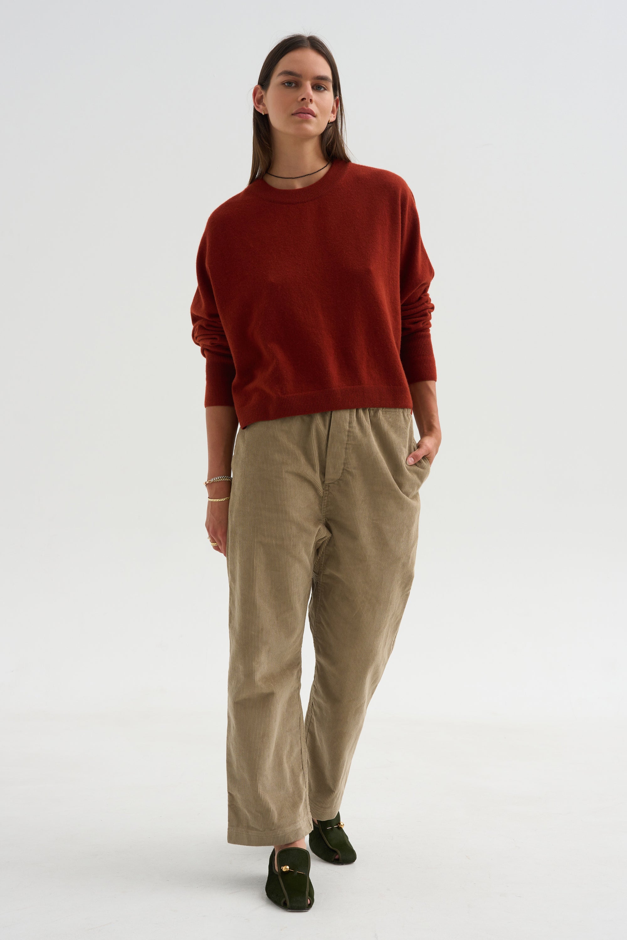 Cotton Corduroy Trousers, Cashew