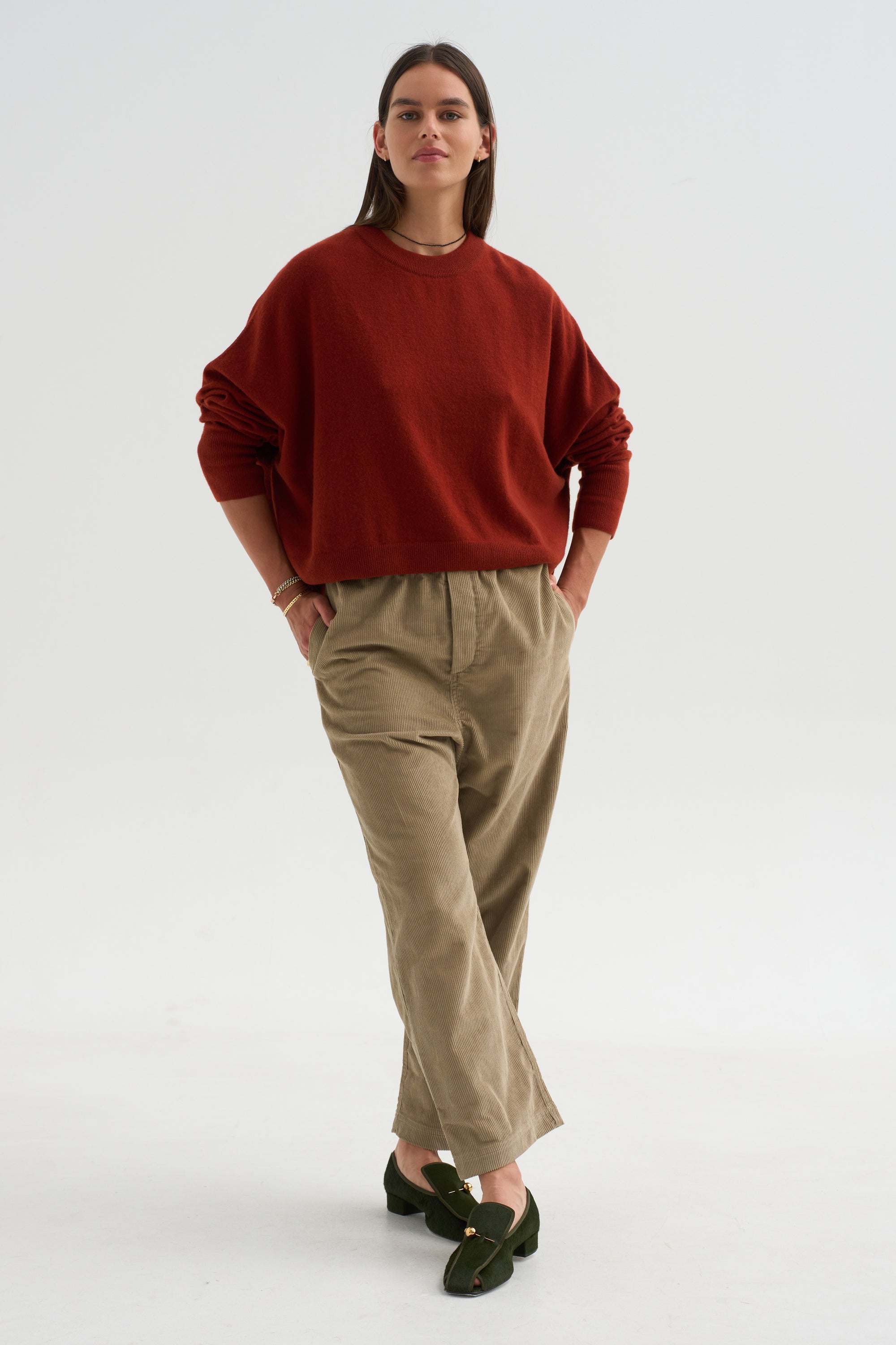 Cotton Corduroy Trousers, Cashew