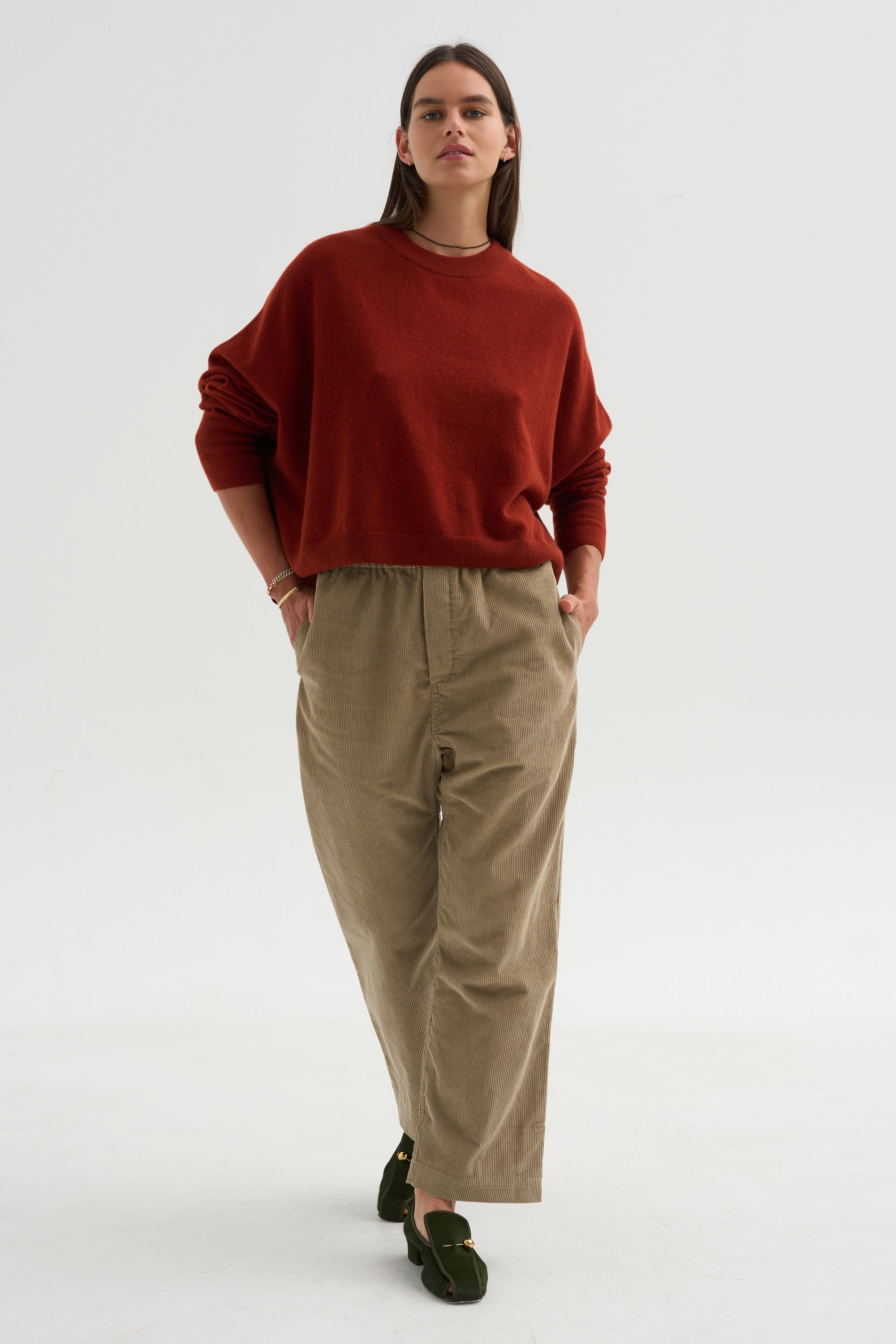 Cotton Corduroy Trousers, Cashew