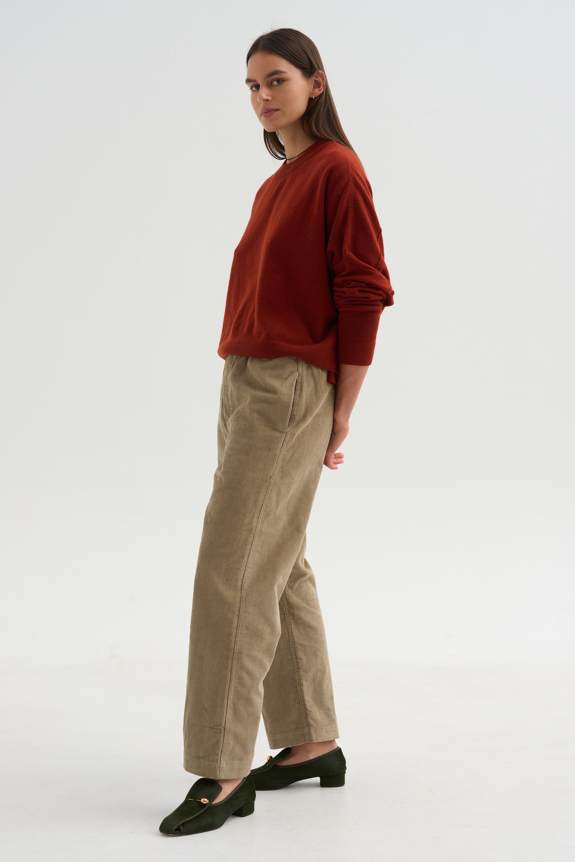 Cotton Corduroy Trousers, Cashew