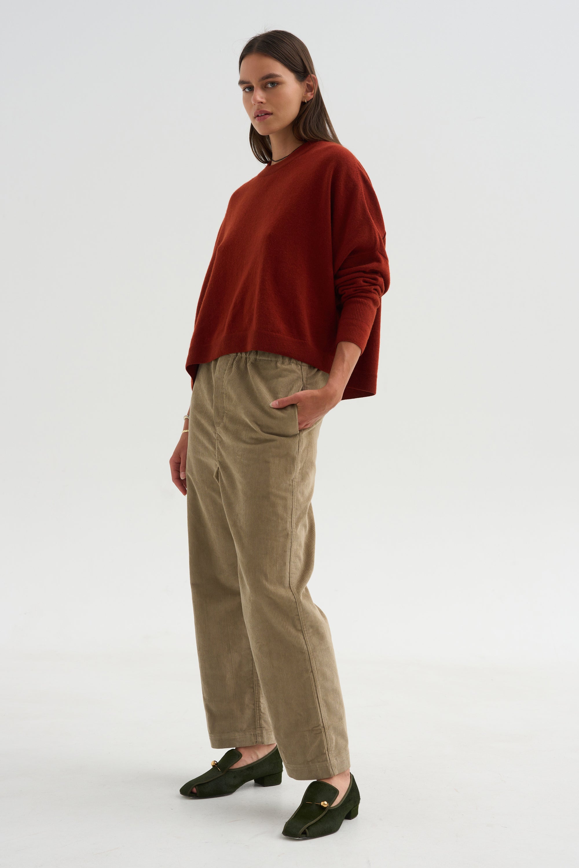 Cotton Corduroy Trousers, Cashew