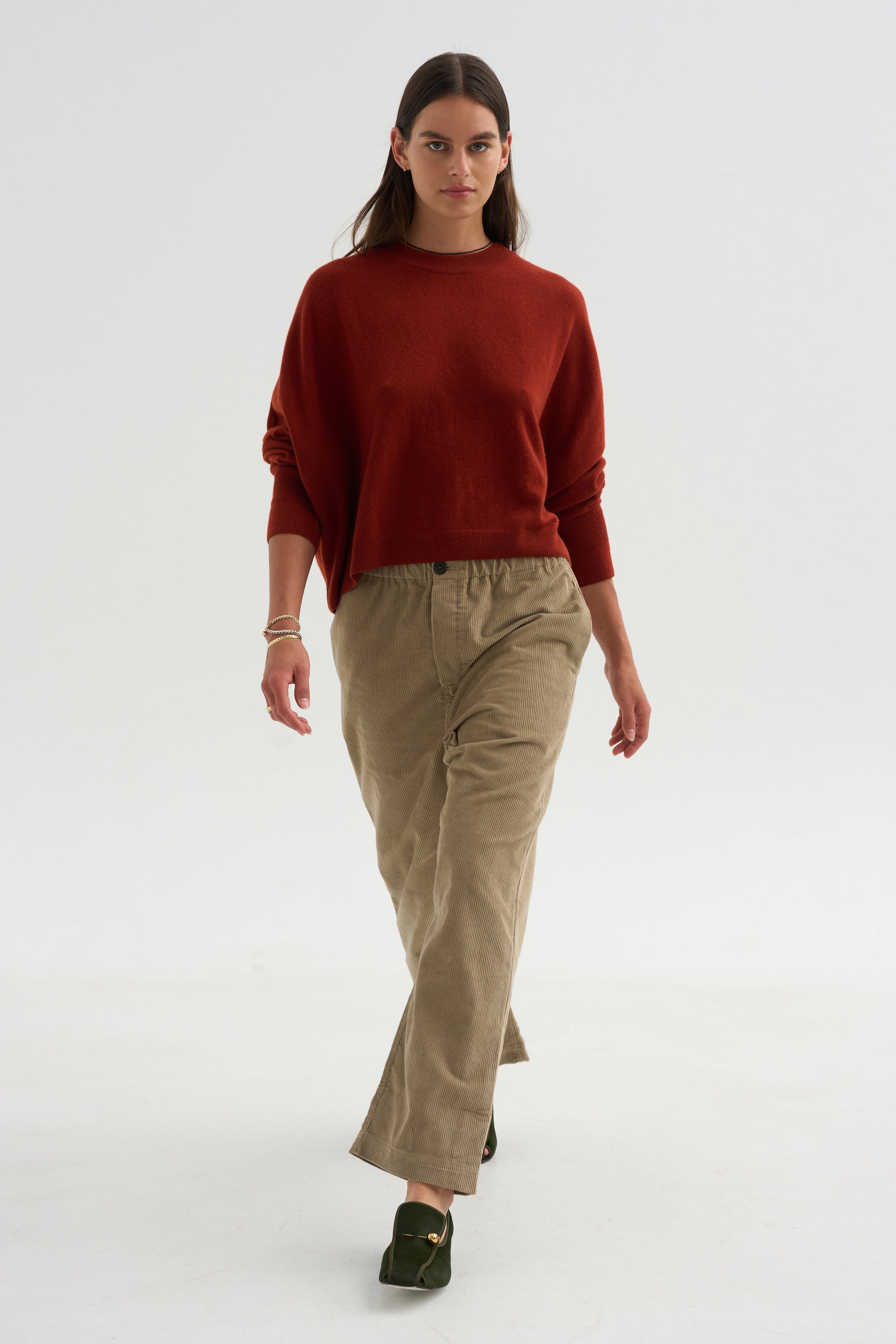 Cotton Corduroy Trousers, Cashew