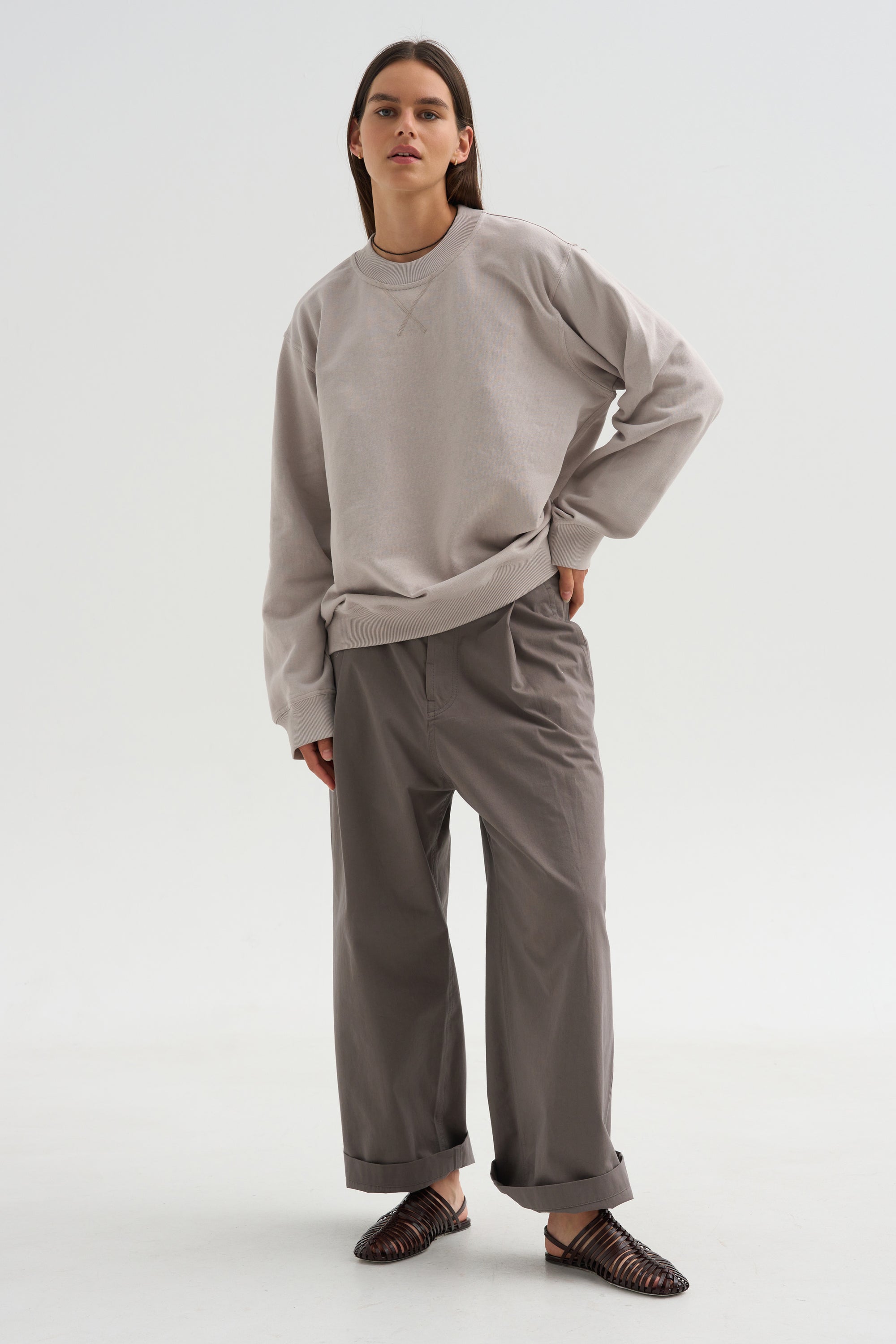 Cotton Fleece Sweatshirt, Powder