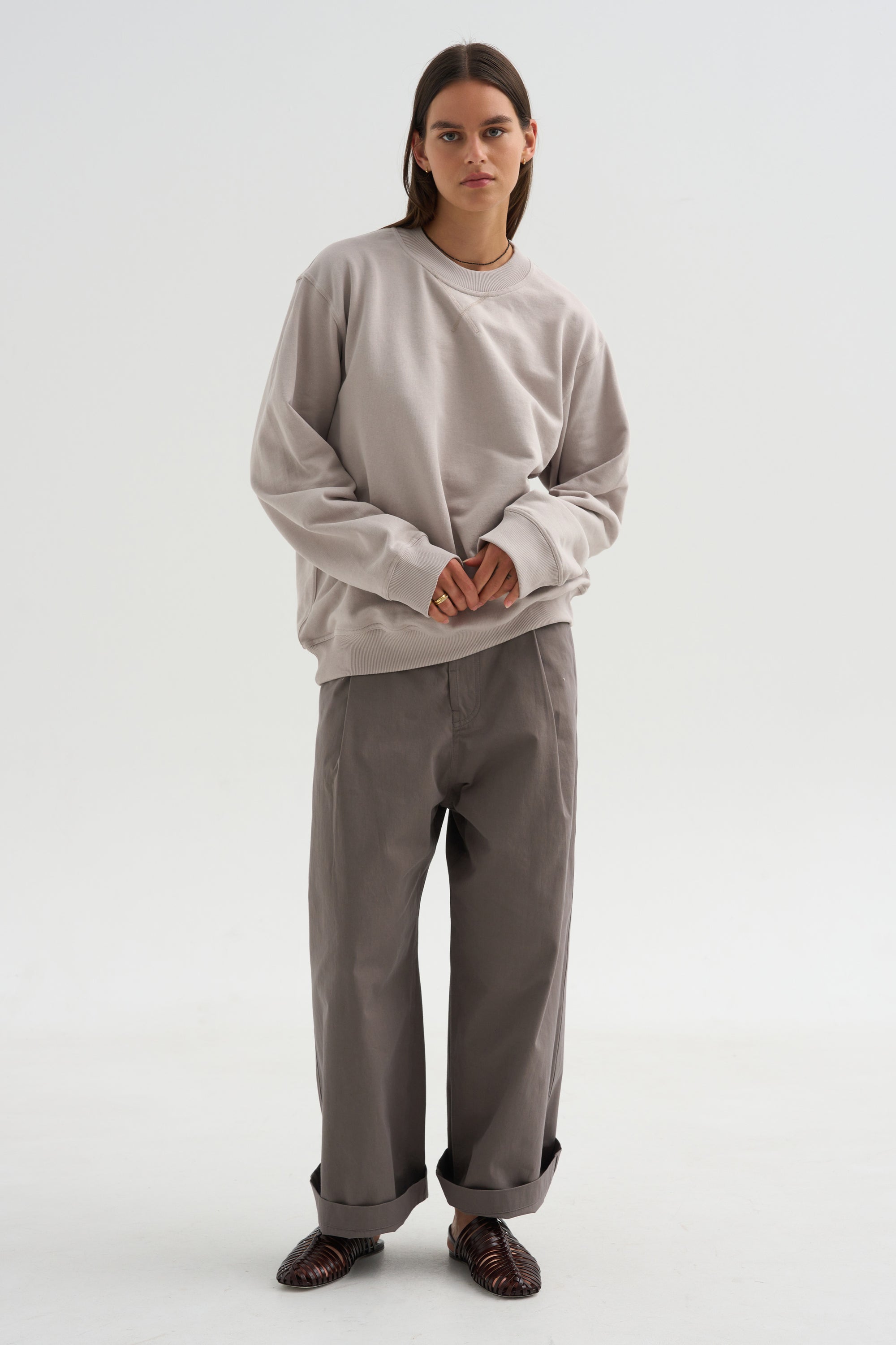 Cotton Fleece Sweatshirt, Powder