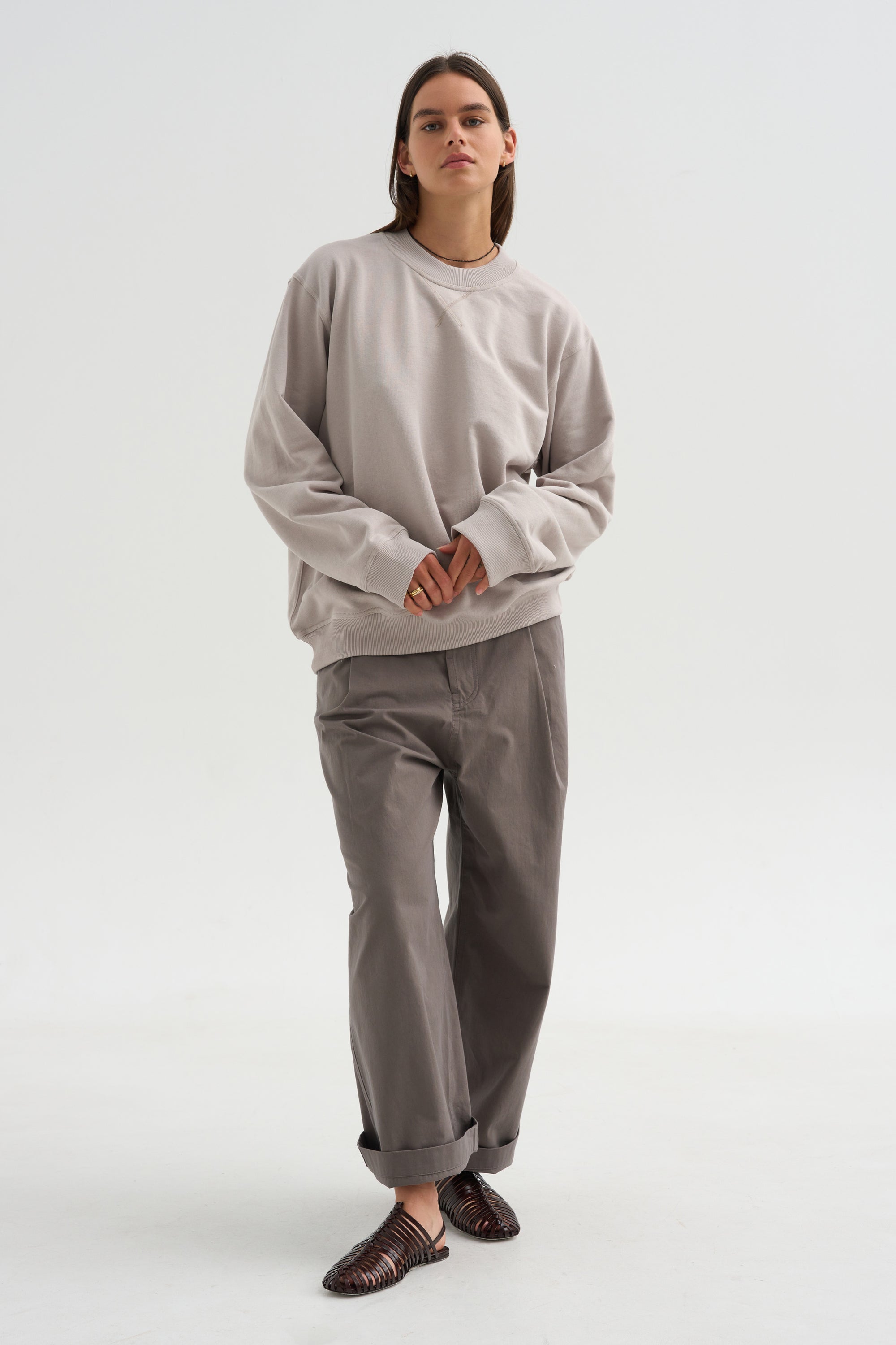 Cotton Fleece Sweatshirt, Powder
