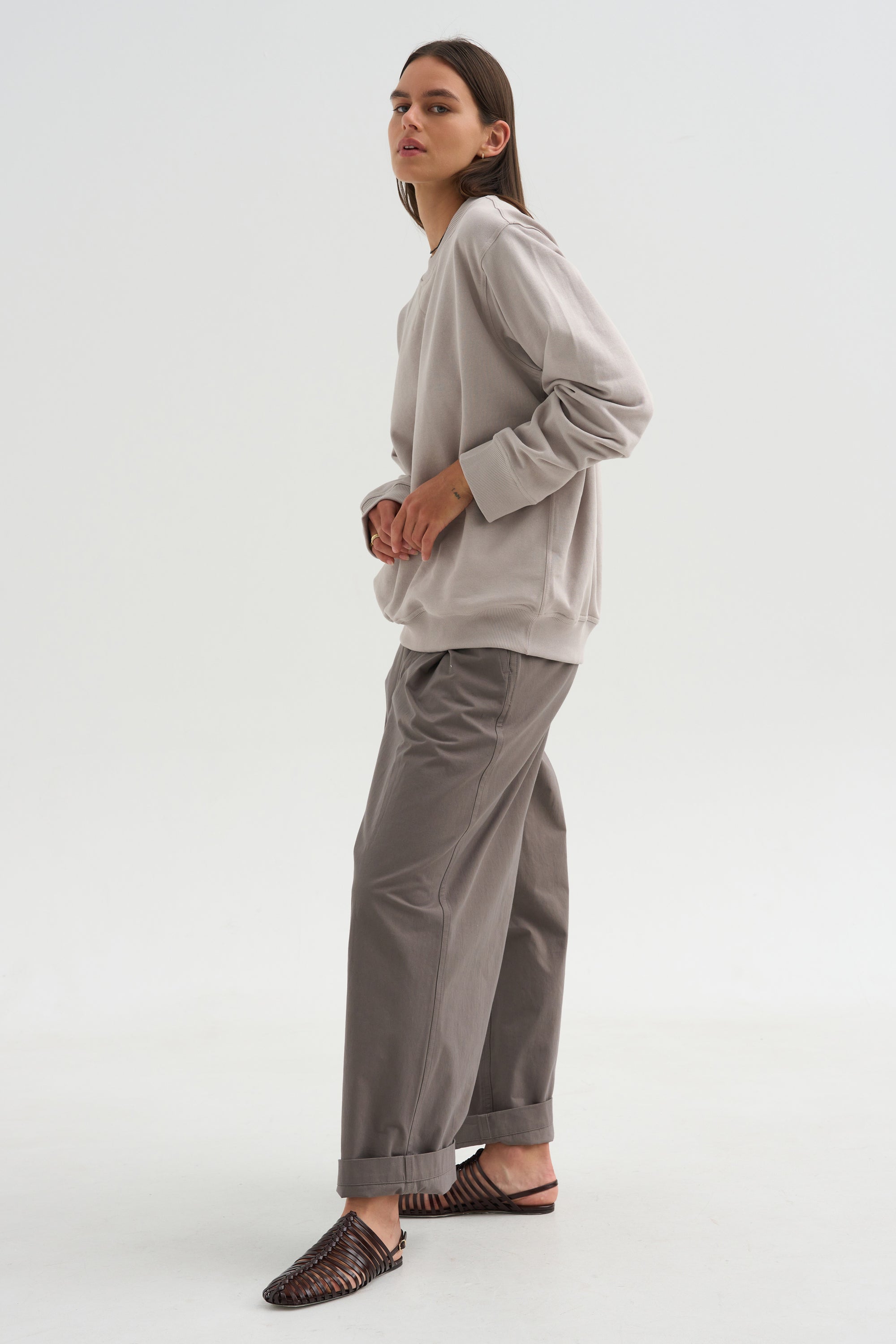 Cotton Fleece Sweatshirt, Powder