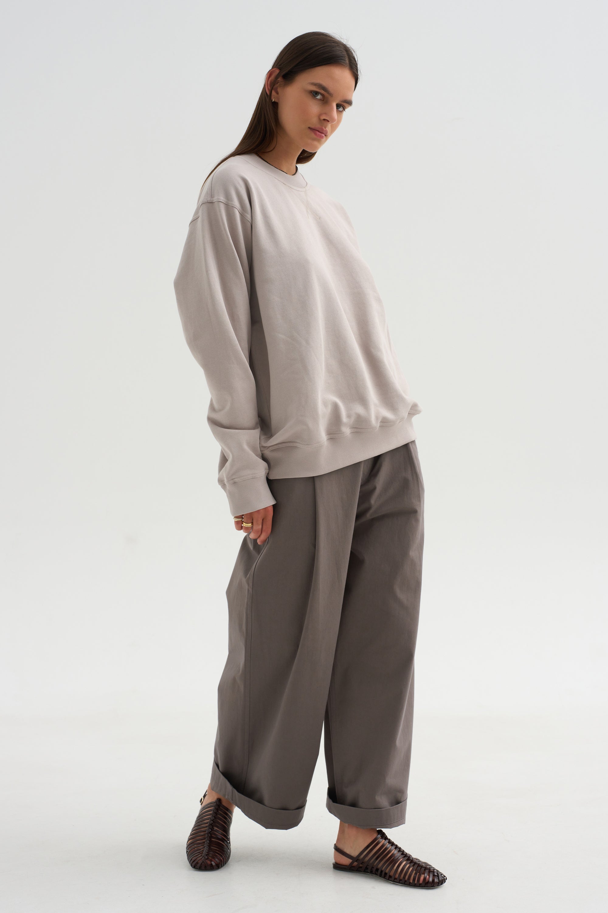 Cotton Fleece Sweatshirt, Powder