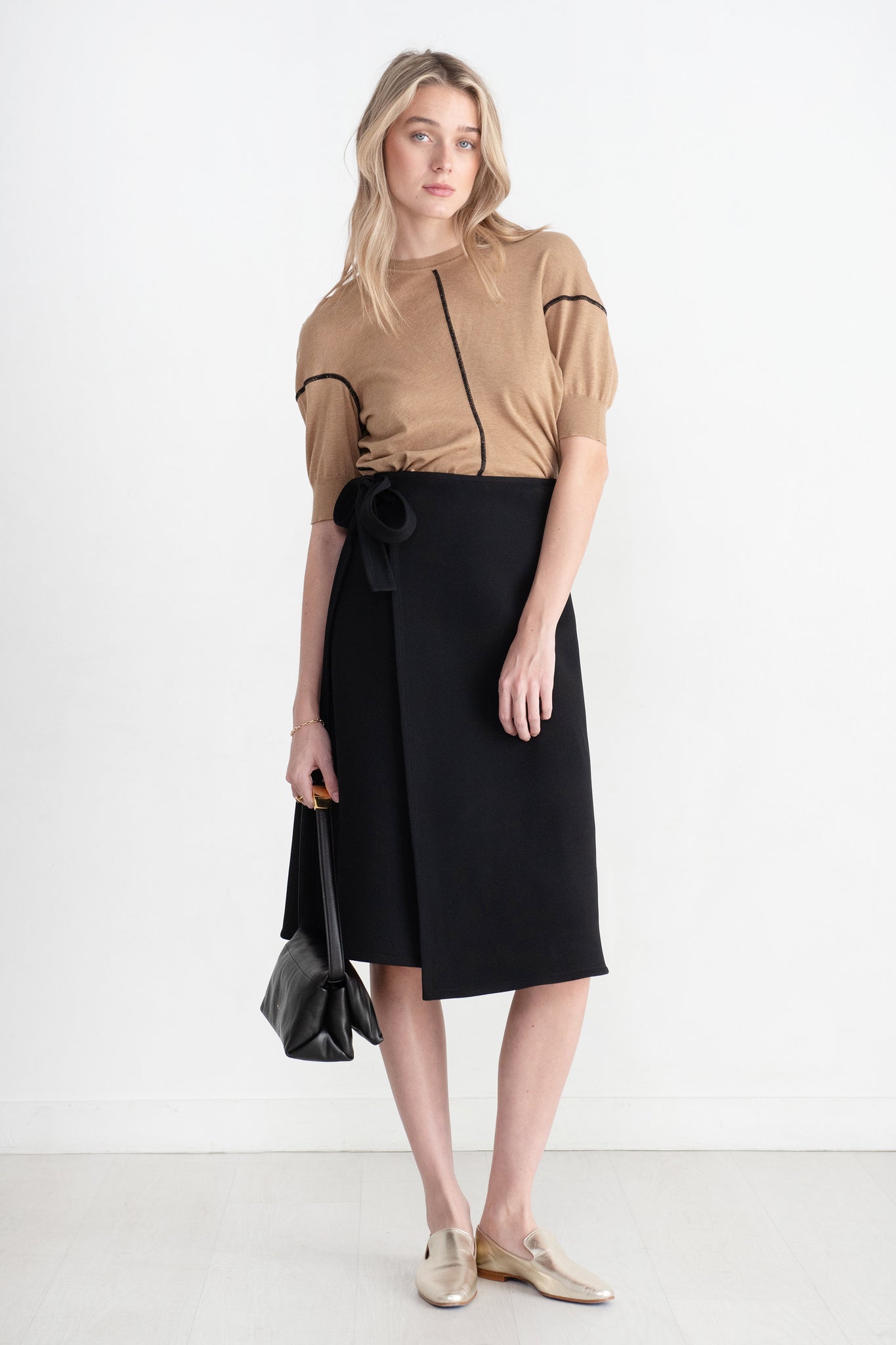 proenza schouler - Bi-Stretch Suiting Wrap Skirt, Black
