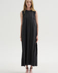 Duna Dress, Black with Stripes