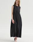 Duna Dress, Black with Stripes