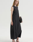 Duna Dress, Black with Stripes