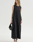 Duna Dress, Black with Stripes