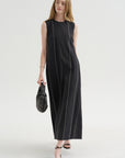 Duna Dress, Black with Stripes