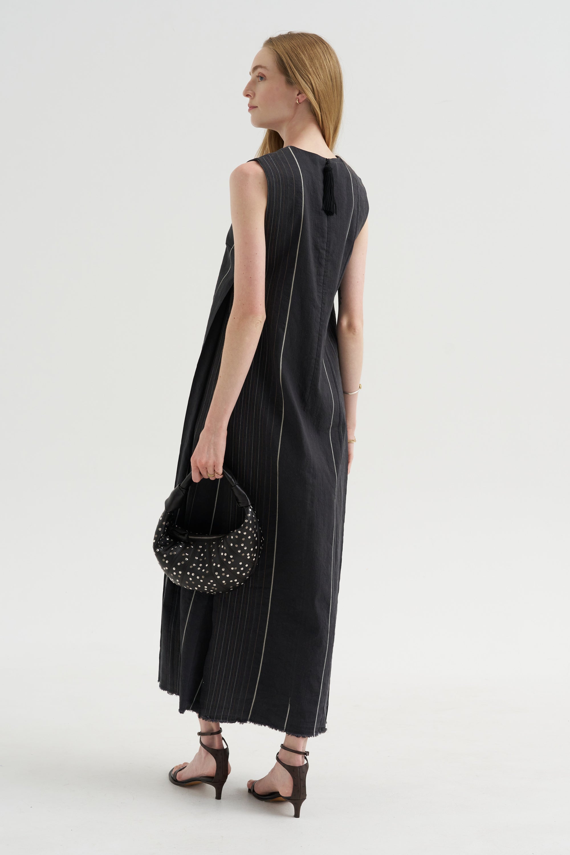 Duna Dress, Black with Stripes
