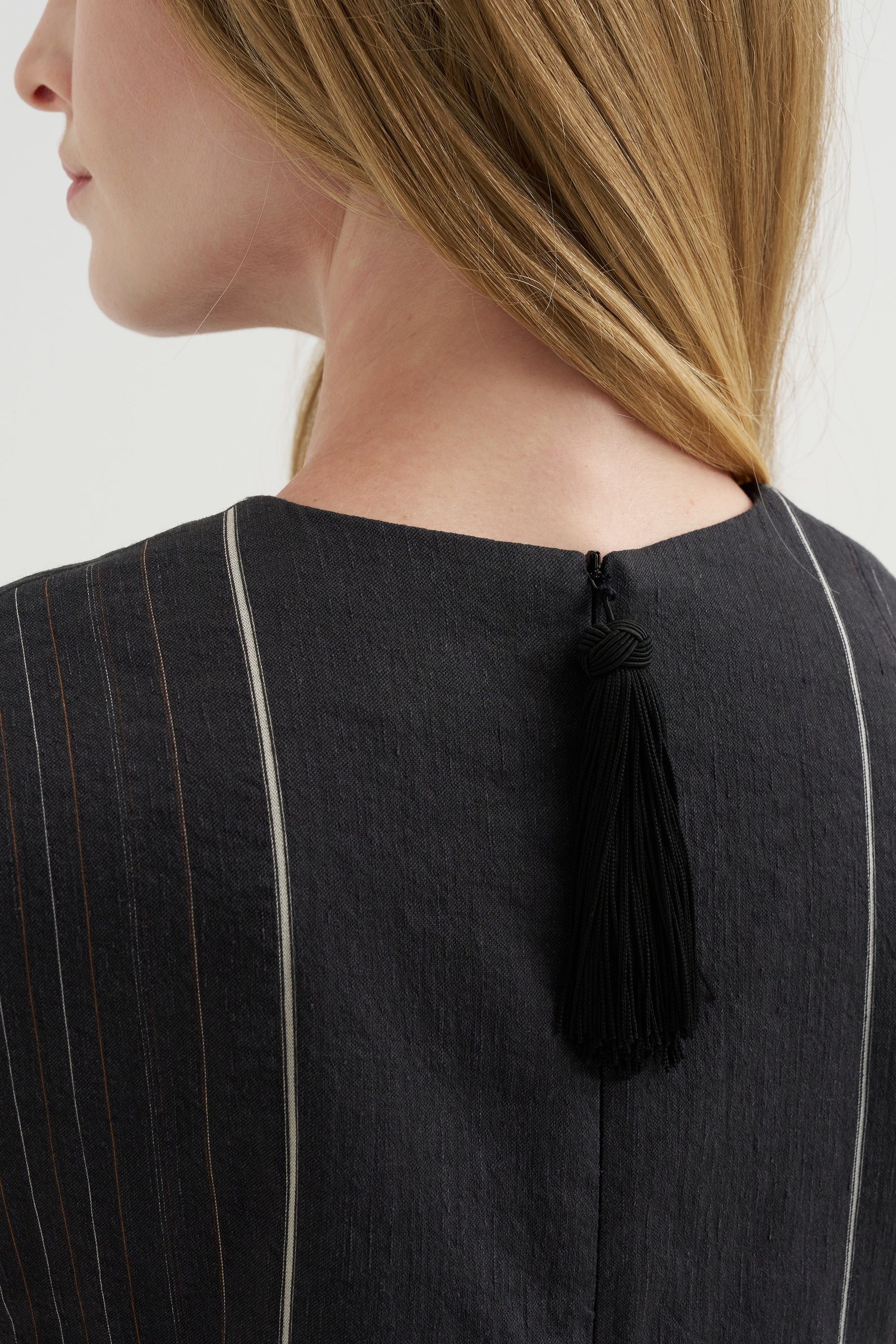 Duna Dress, Black with Stripes