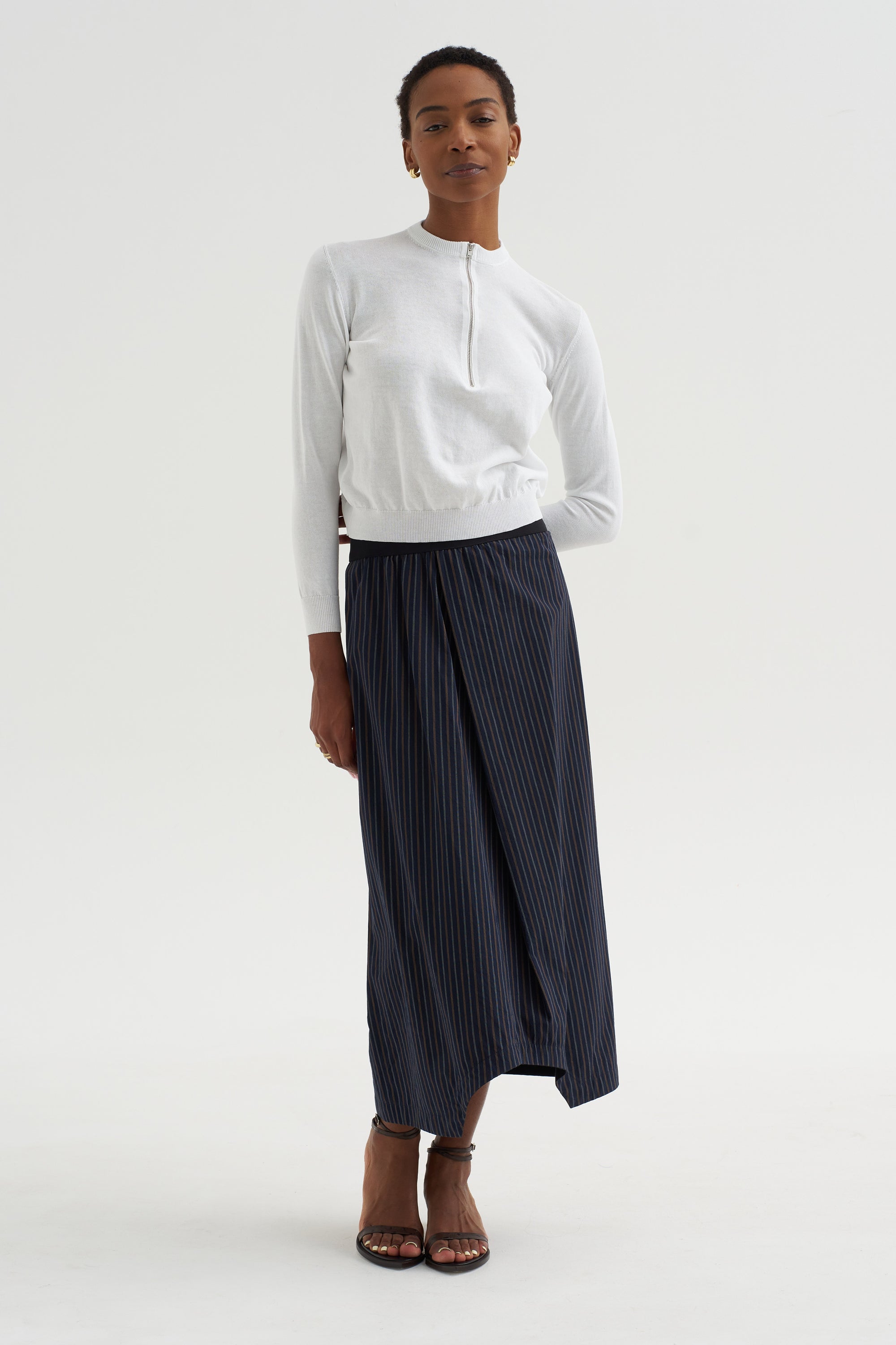 Souk Skirt, Navy with Stripes