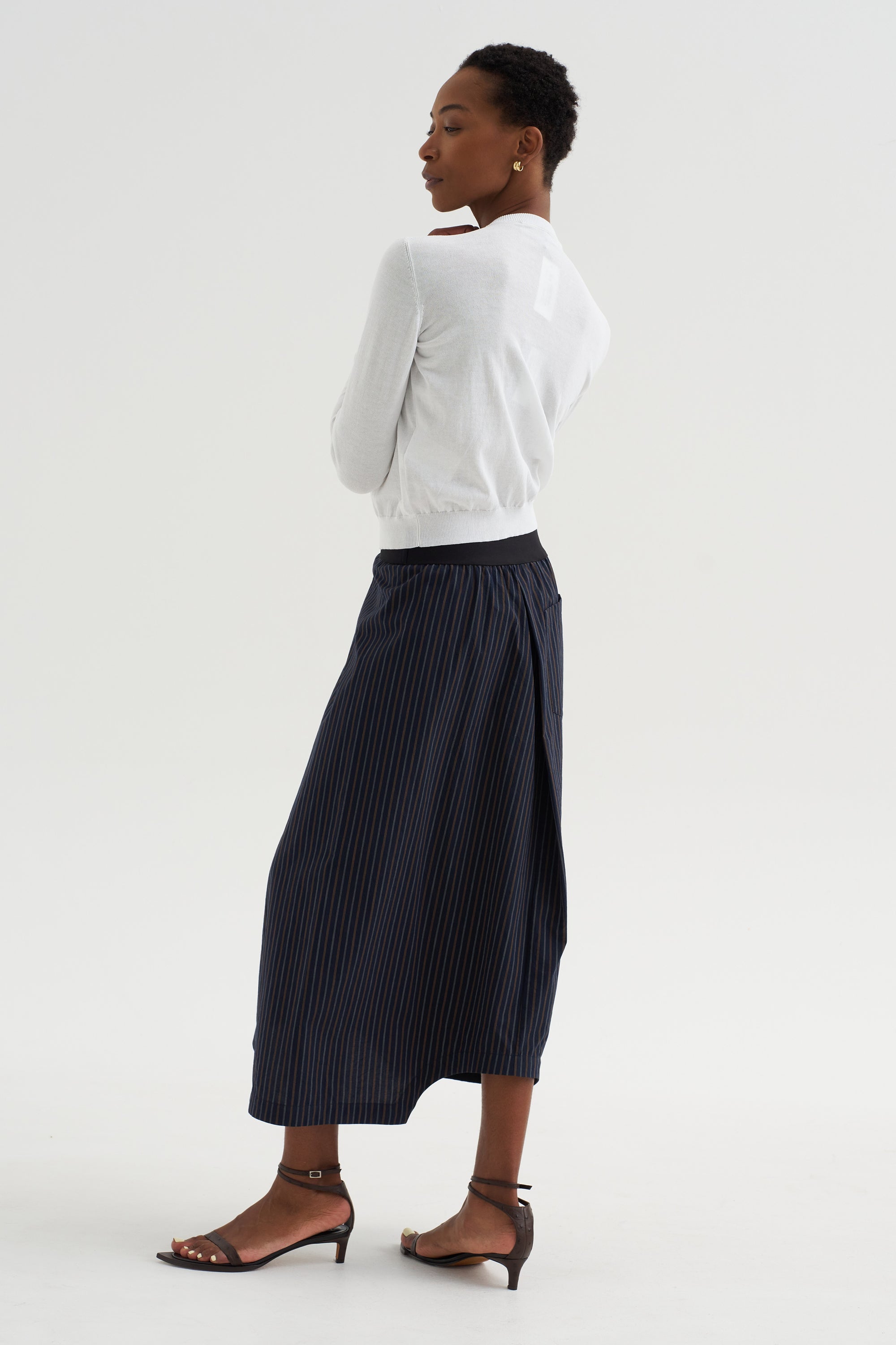 Souk Skirt, Navy with Stripes
