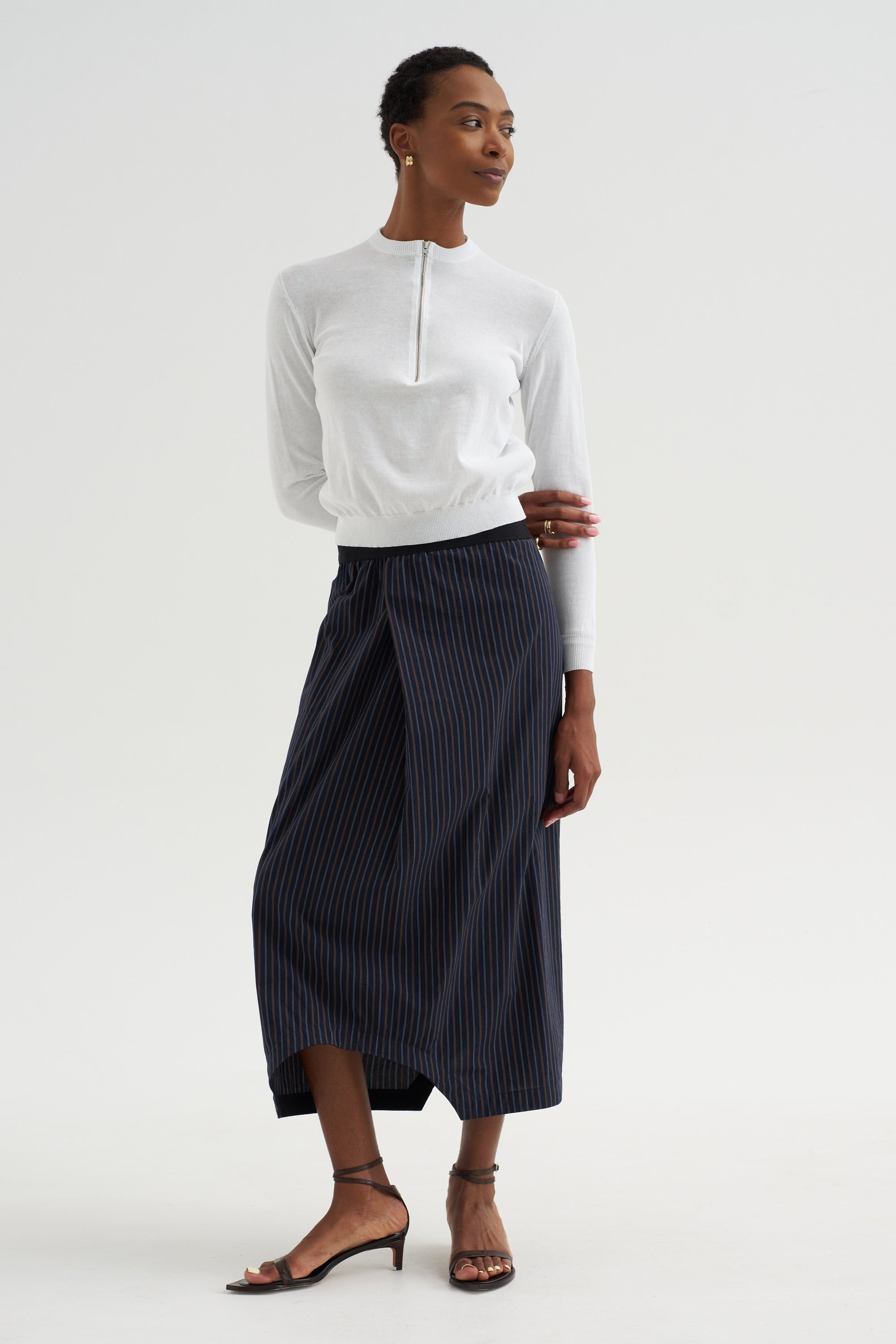 Souk Skirt, Navy with Stripes