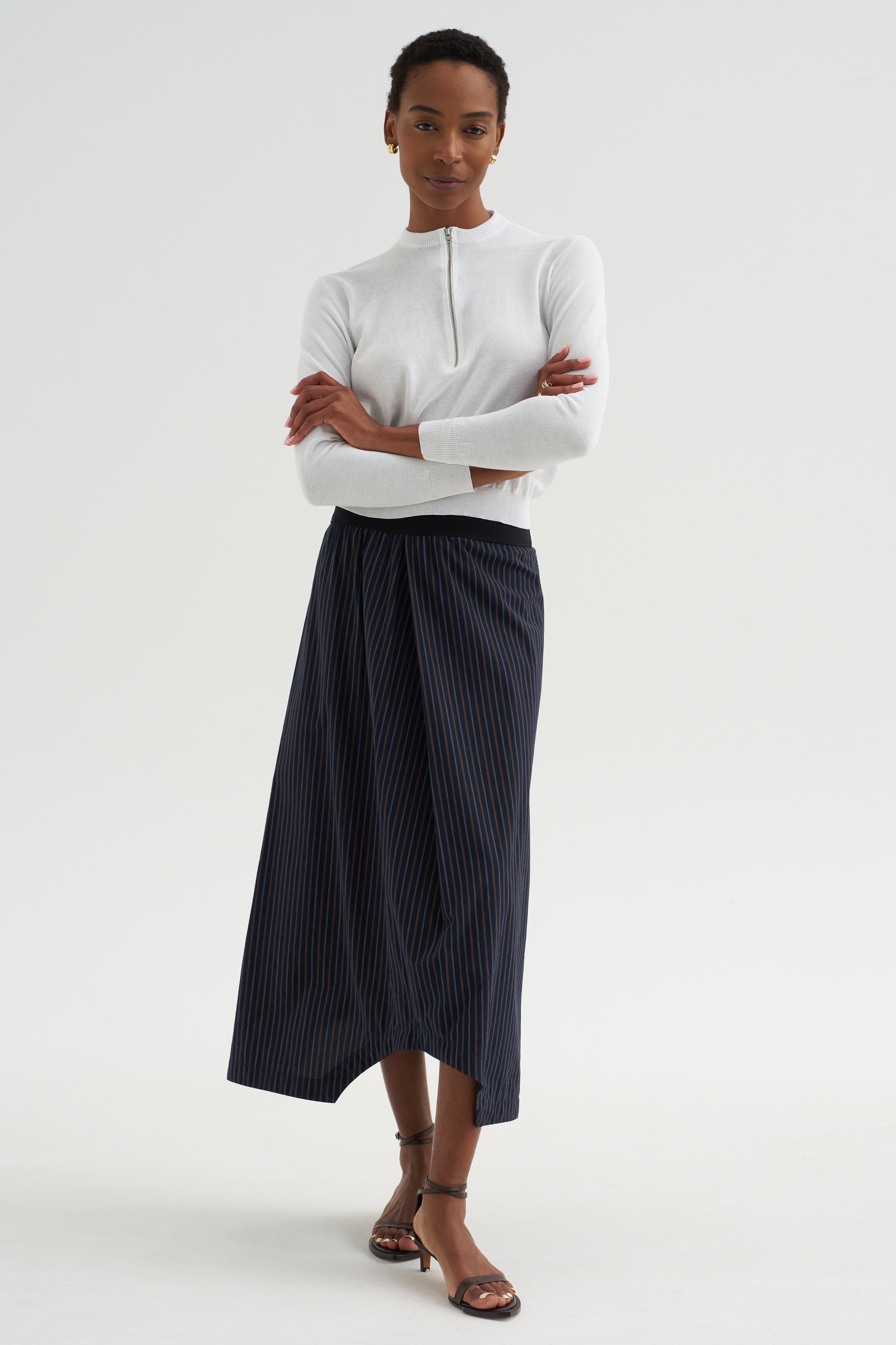 Souk Skirt, Navy with Stripes