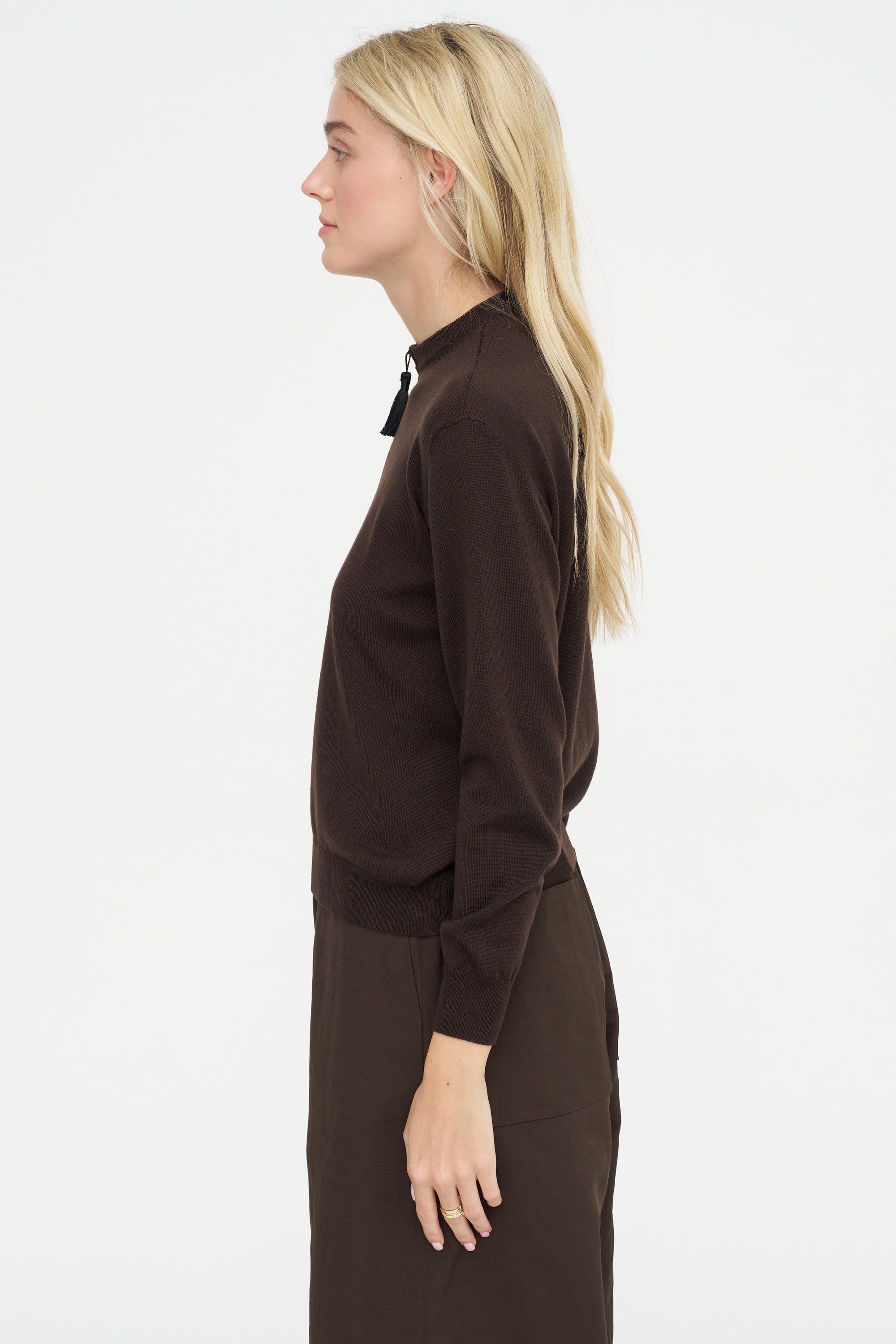 Tassel Tricot Sweater, Brown