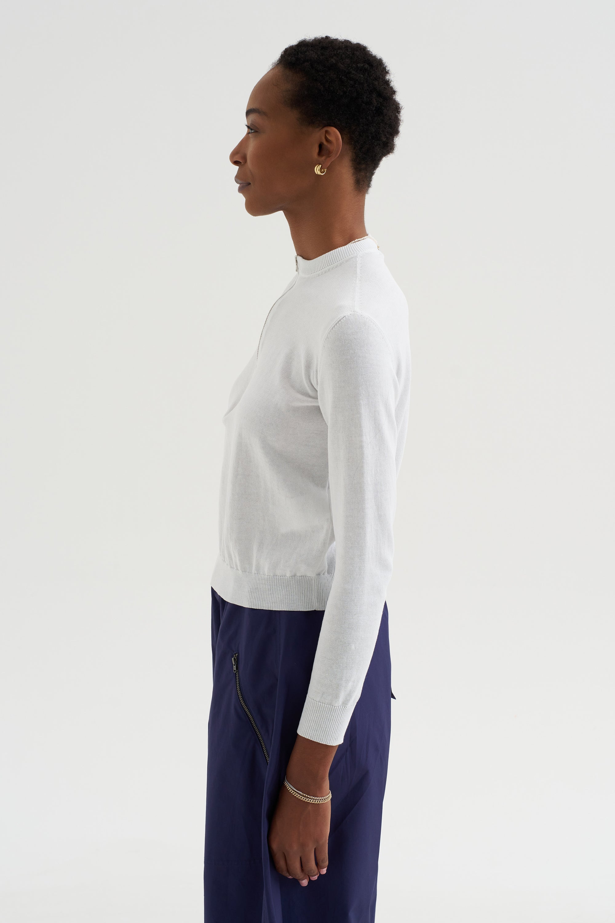 Sporty Tricot Sweater, White