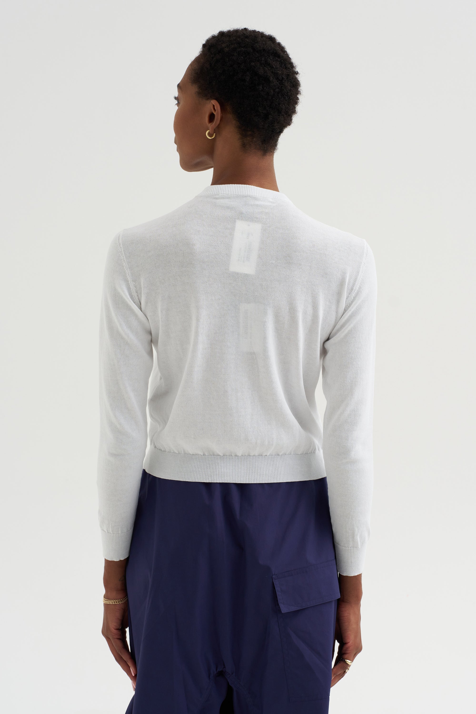 Sporty Tricot Sweater, White