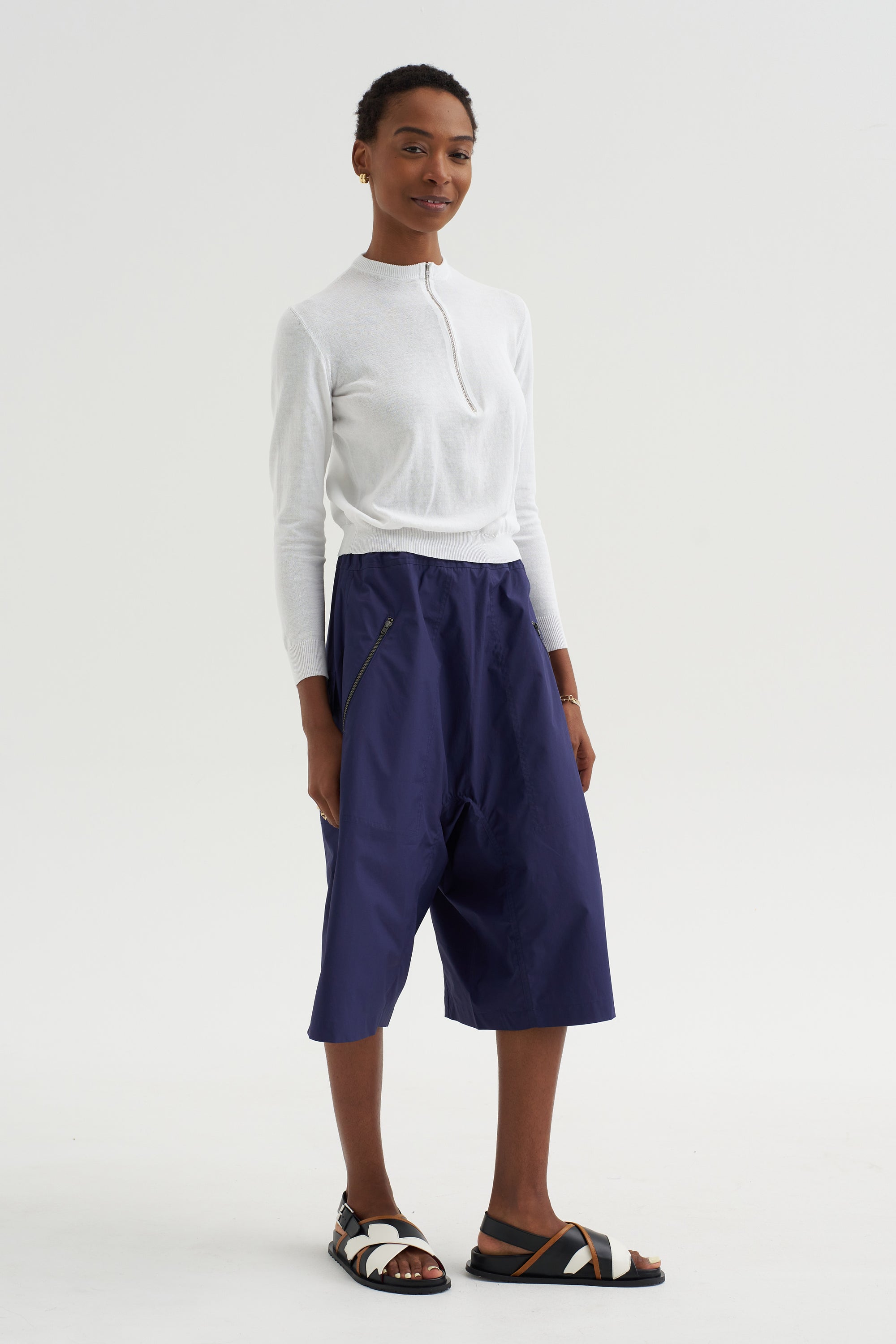 Sporty Tricot Sweater, White