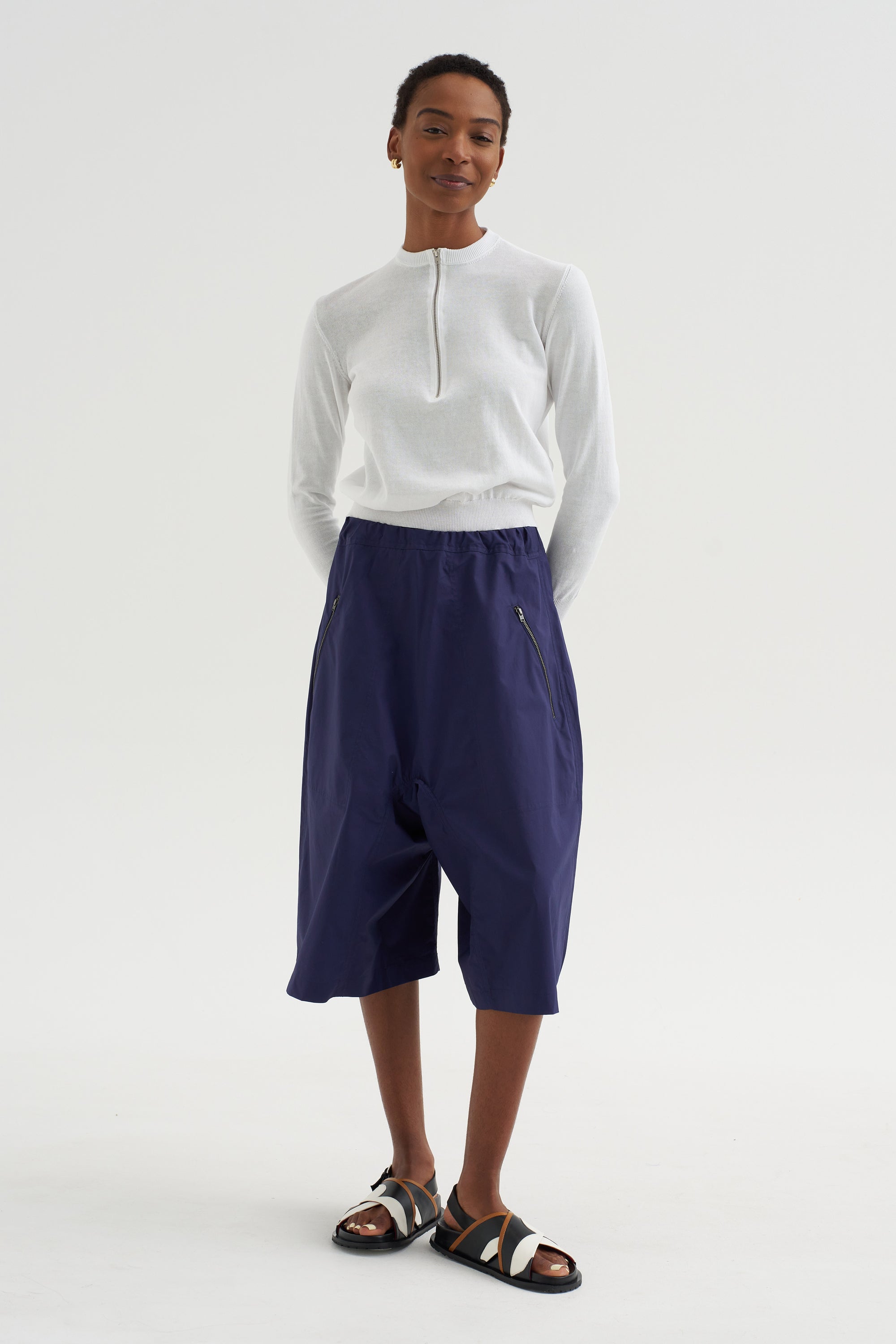 Sporty Tricot Sweater, White