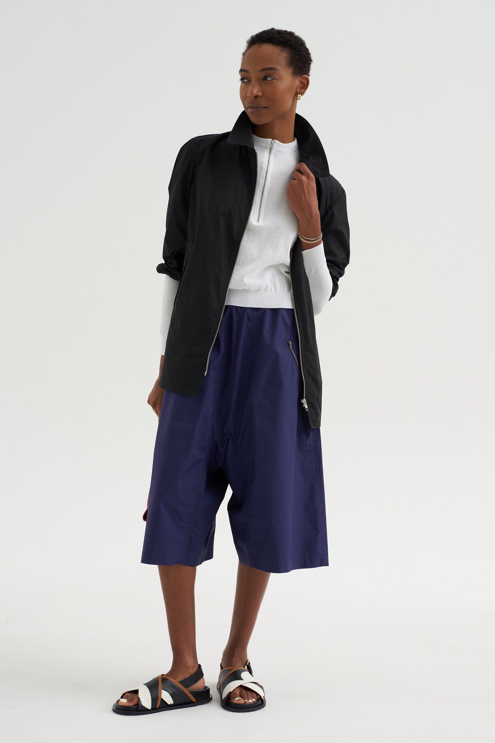 Sporty Tricot Sweater, White