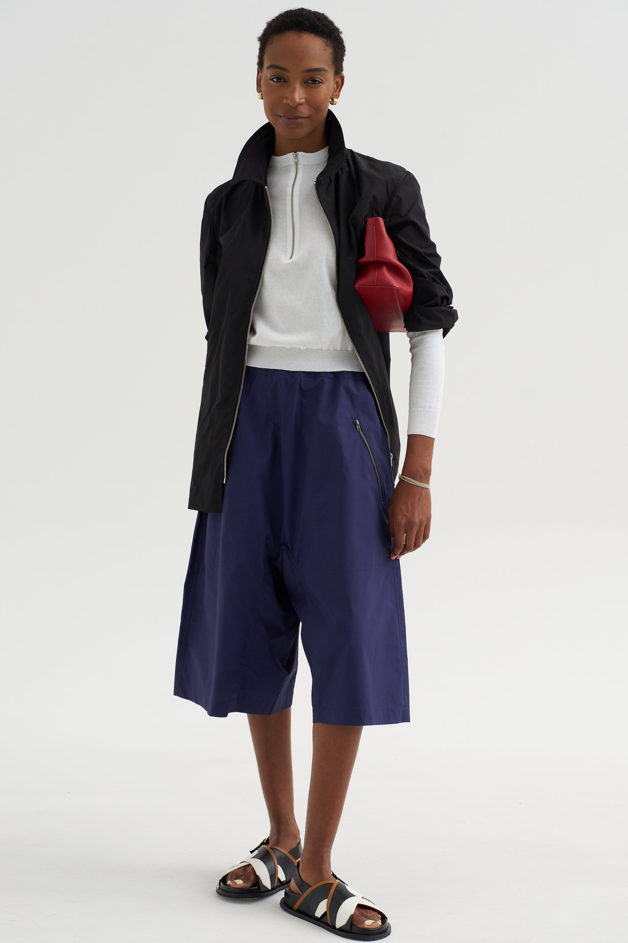 Sporty Tricot Sweater, White