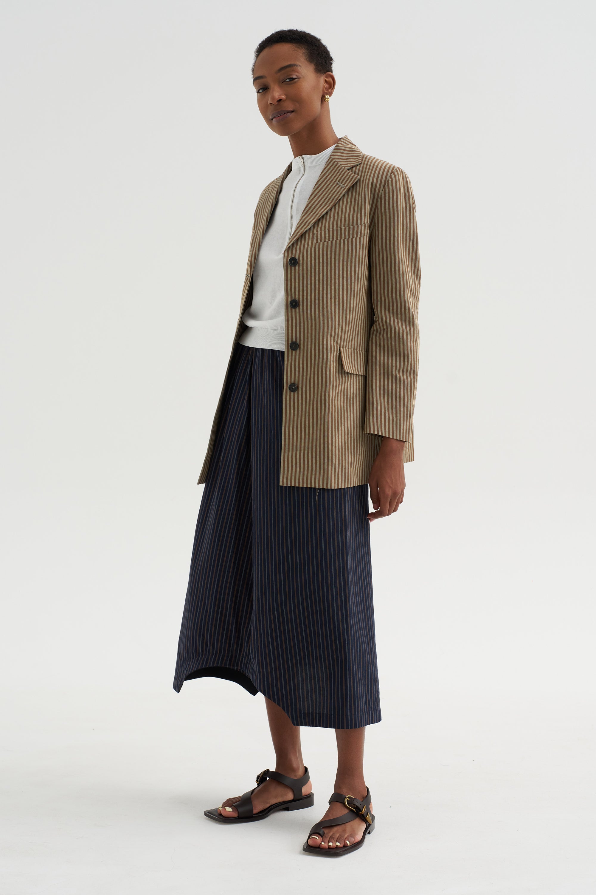 One Button Jacket, Kaki &amp; Brown