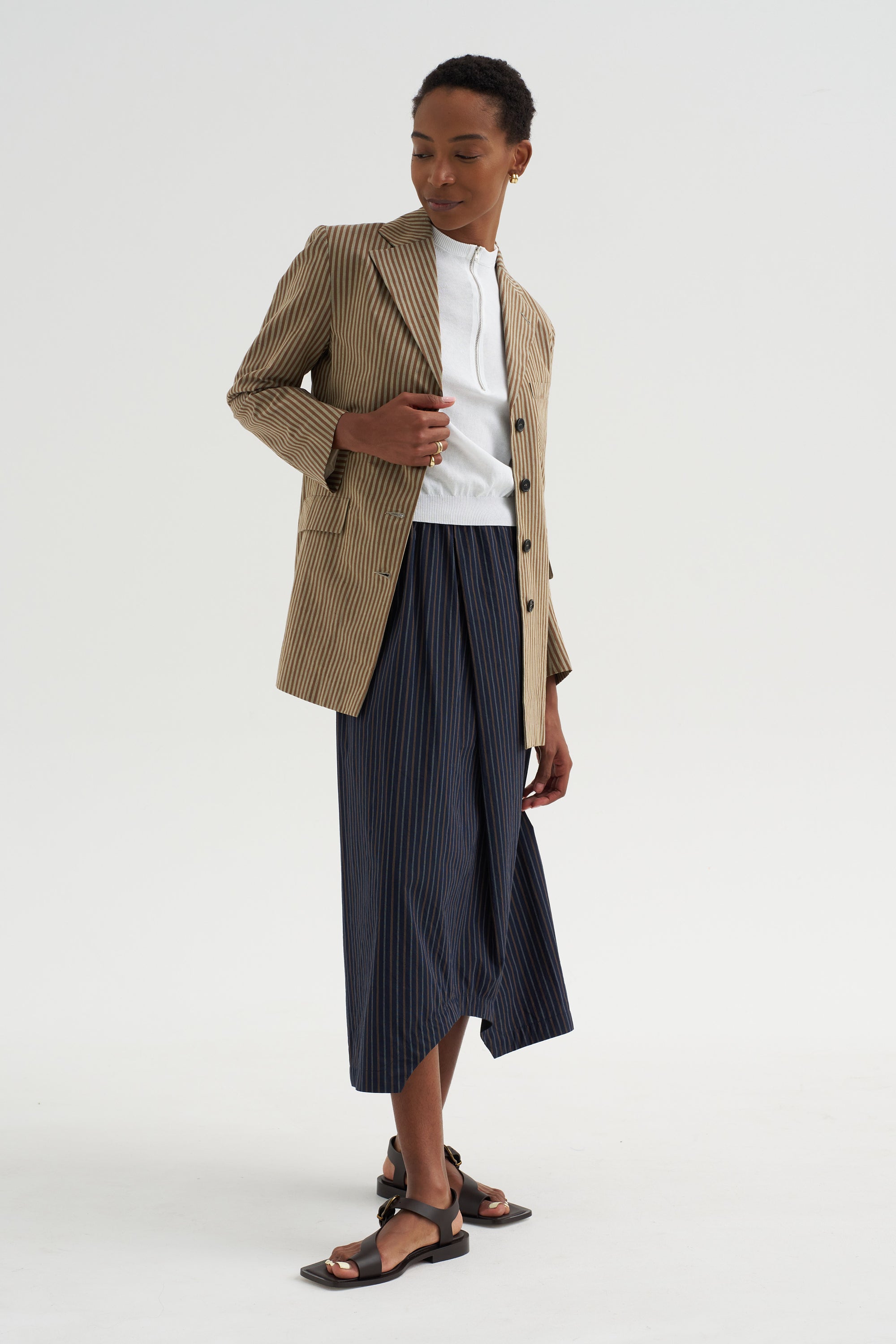 One Button Jacket, Kaki &amp; Brown