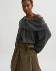 Shawl Collar Top, Grey Melange