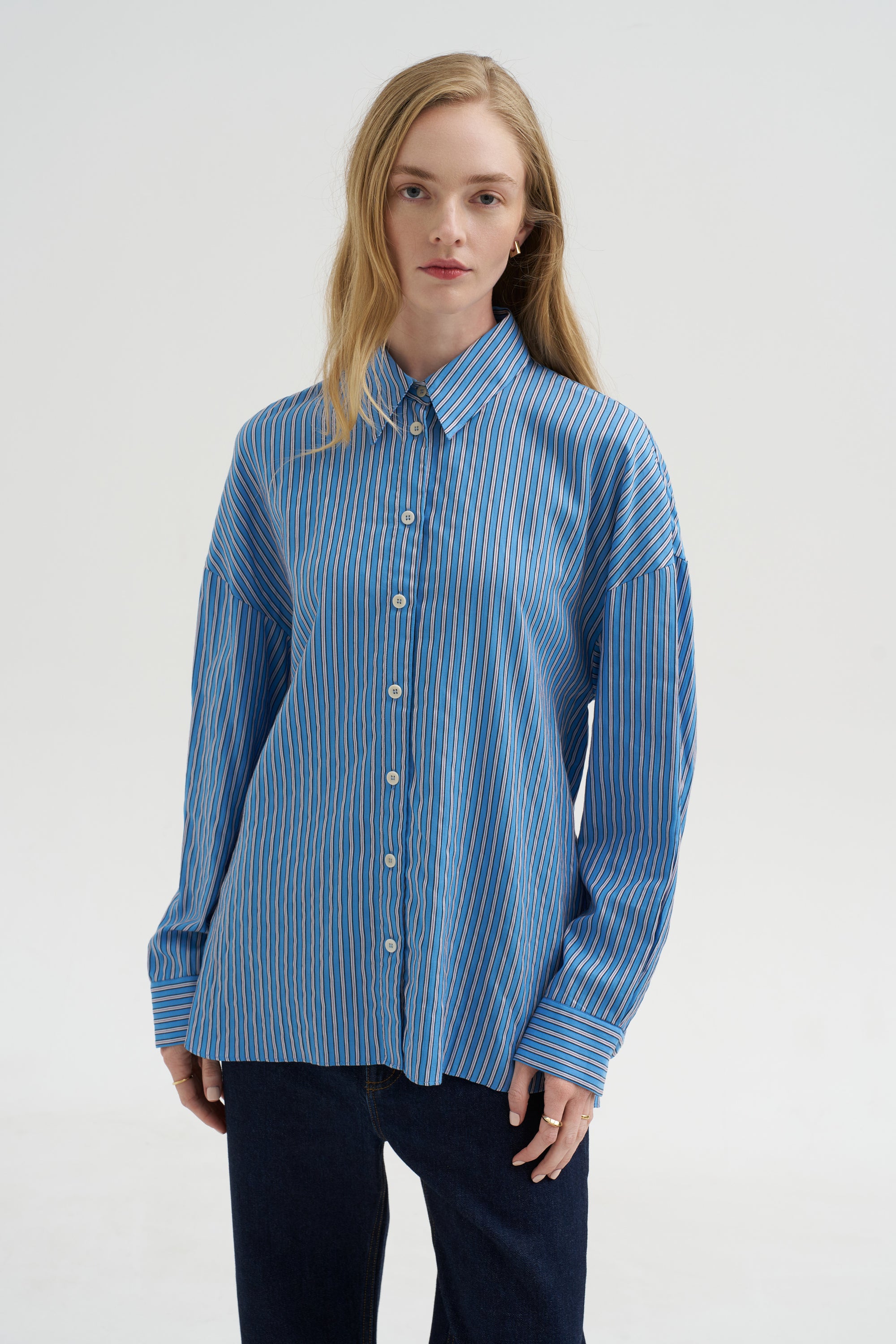 Edmund Lyocell Stripe Oversize, Blue Multi