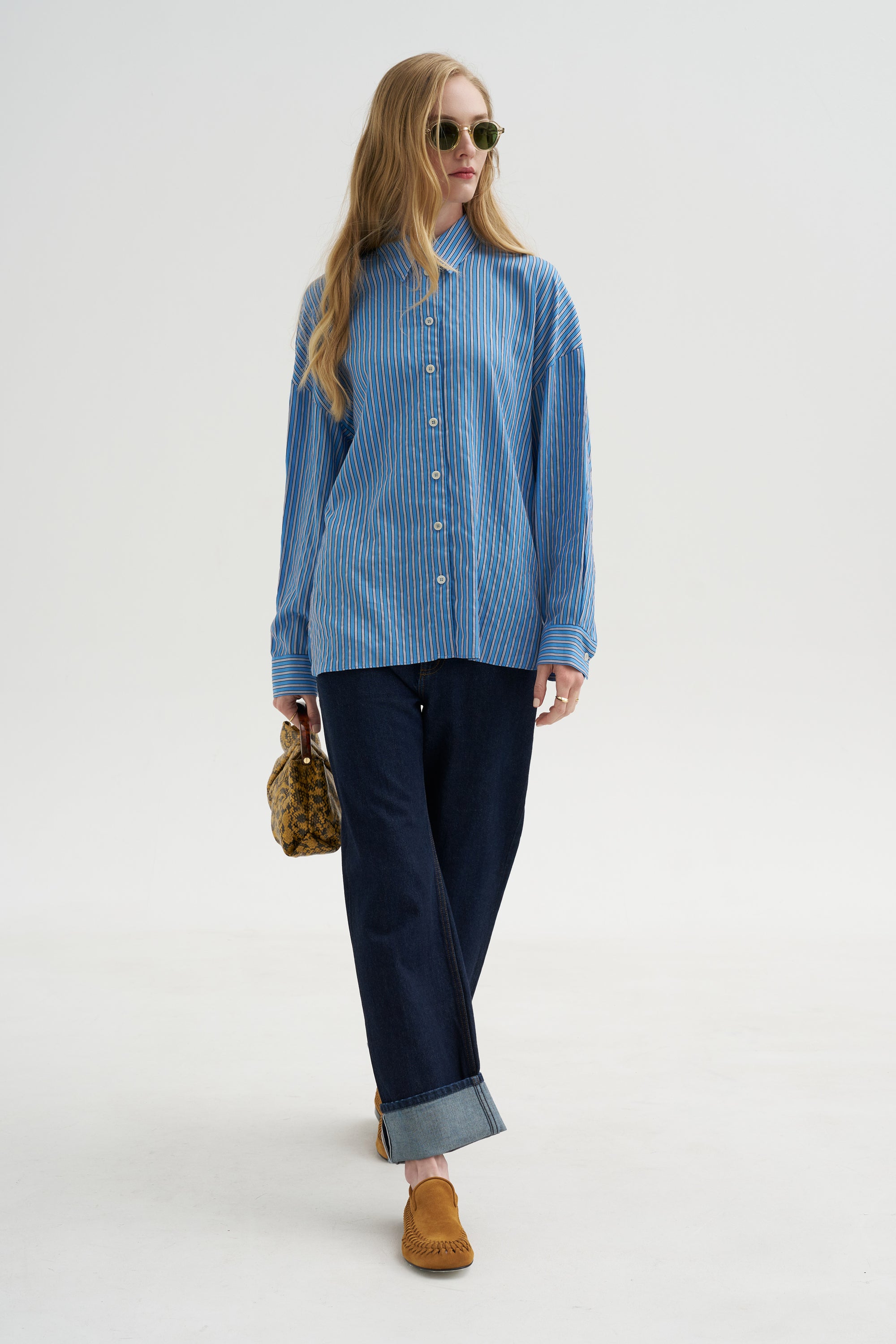 Edmund Lyocell Stripe Oversize, Blue Multi
