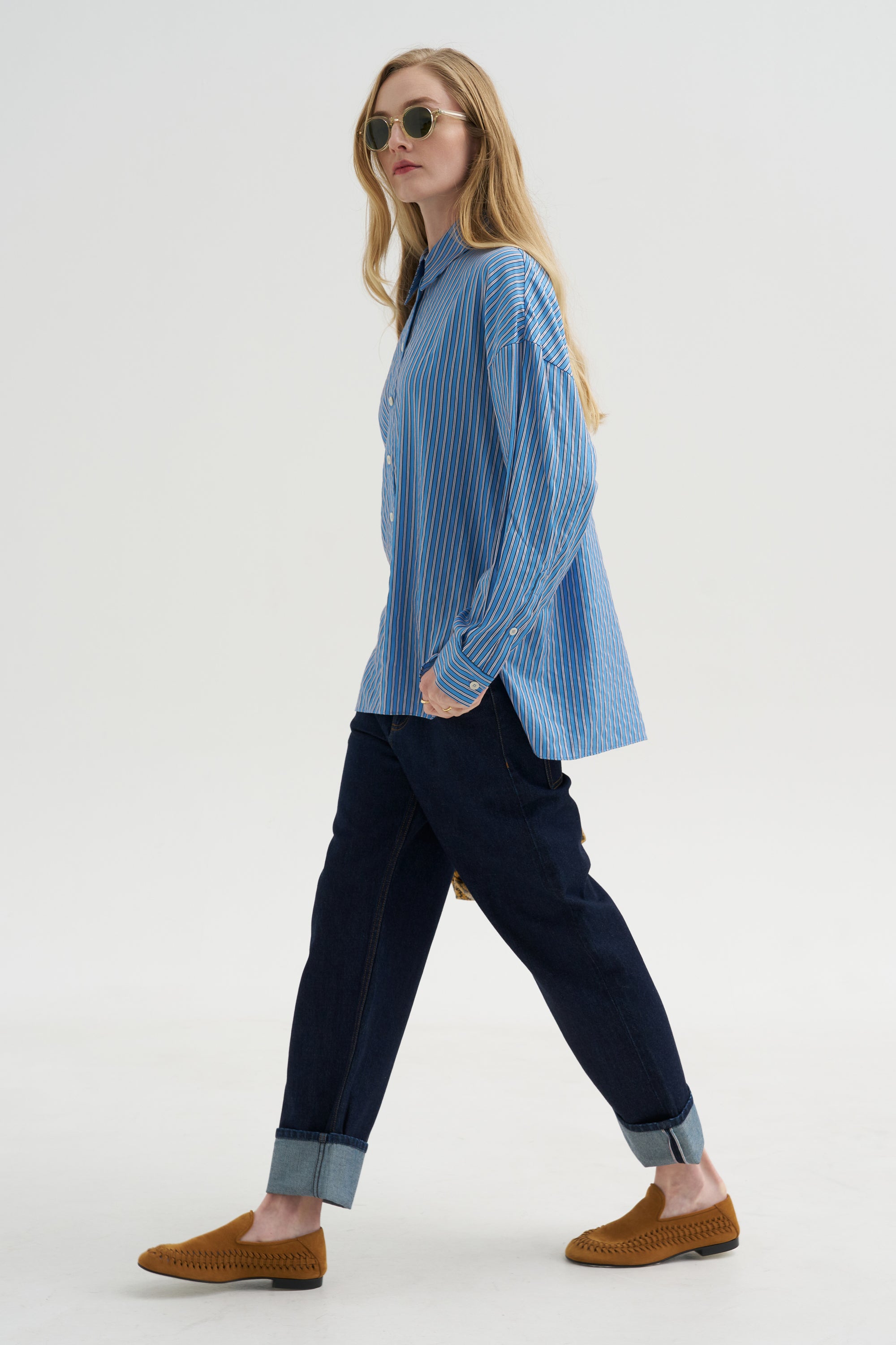 Edmund Lyocell Stripe Oversize, Blue Multi