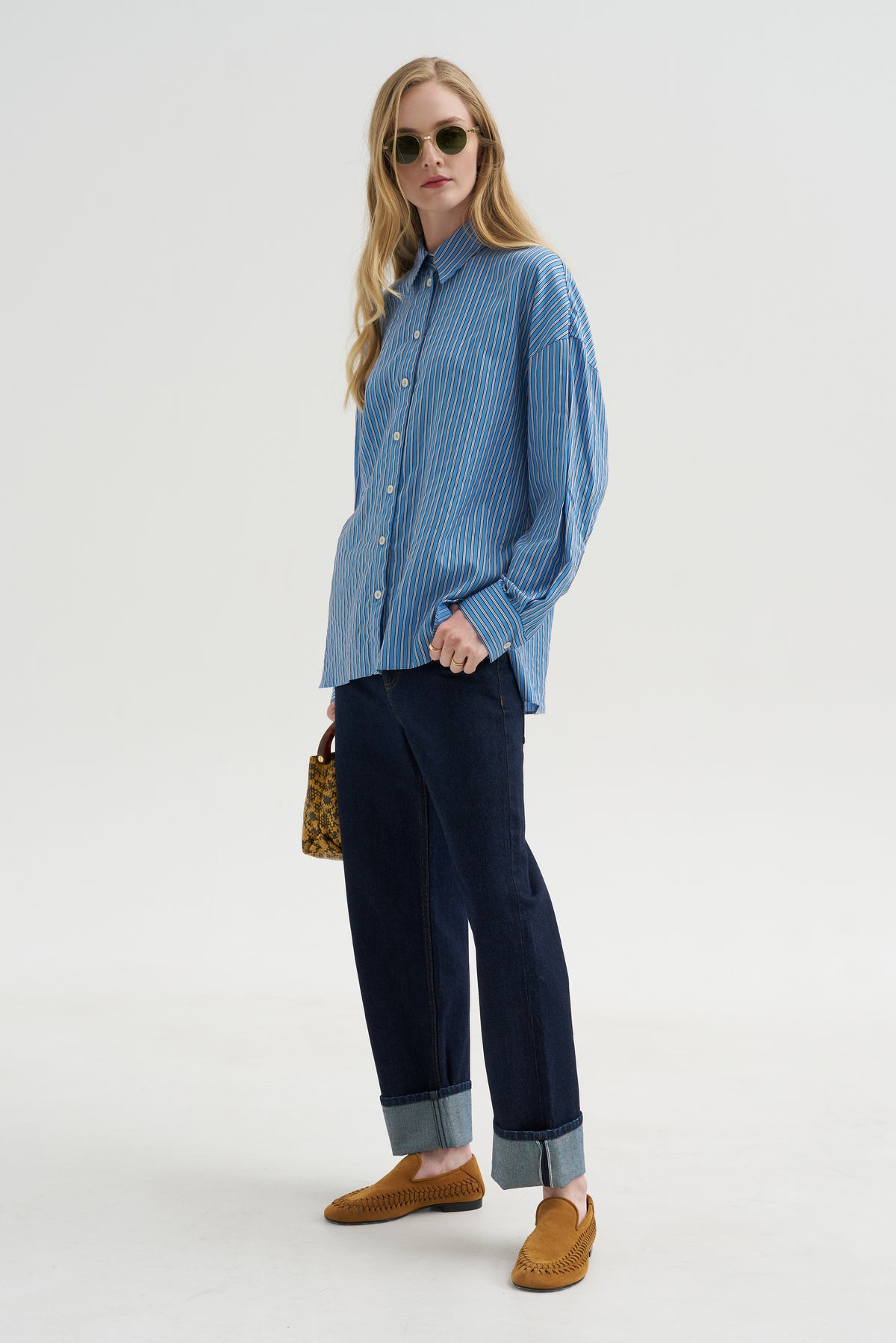 Edmund Lyocell Stripe Oversize, Blue Multi