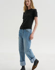 Feather Weight Viscose Neoprene Slim T-Shirt, Black