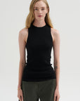 Feather Weight Ribbed Cut Out Tank Top, Black