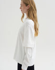 Perfect Unisex Double Layer Long Sleeve T-Shirt, White
