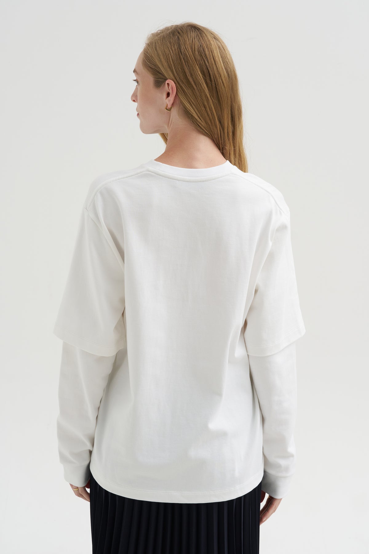 Perfect Unisex Double Layer Long Sleeve T-Shirt, White