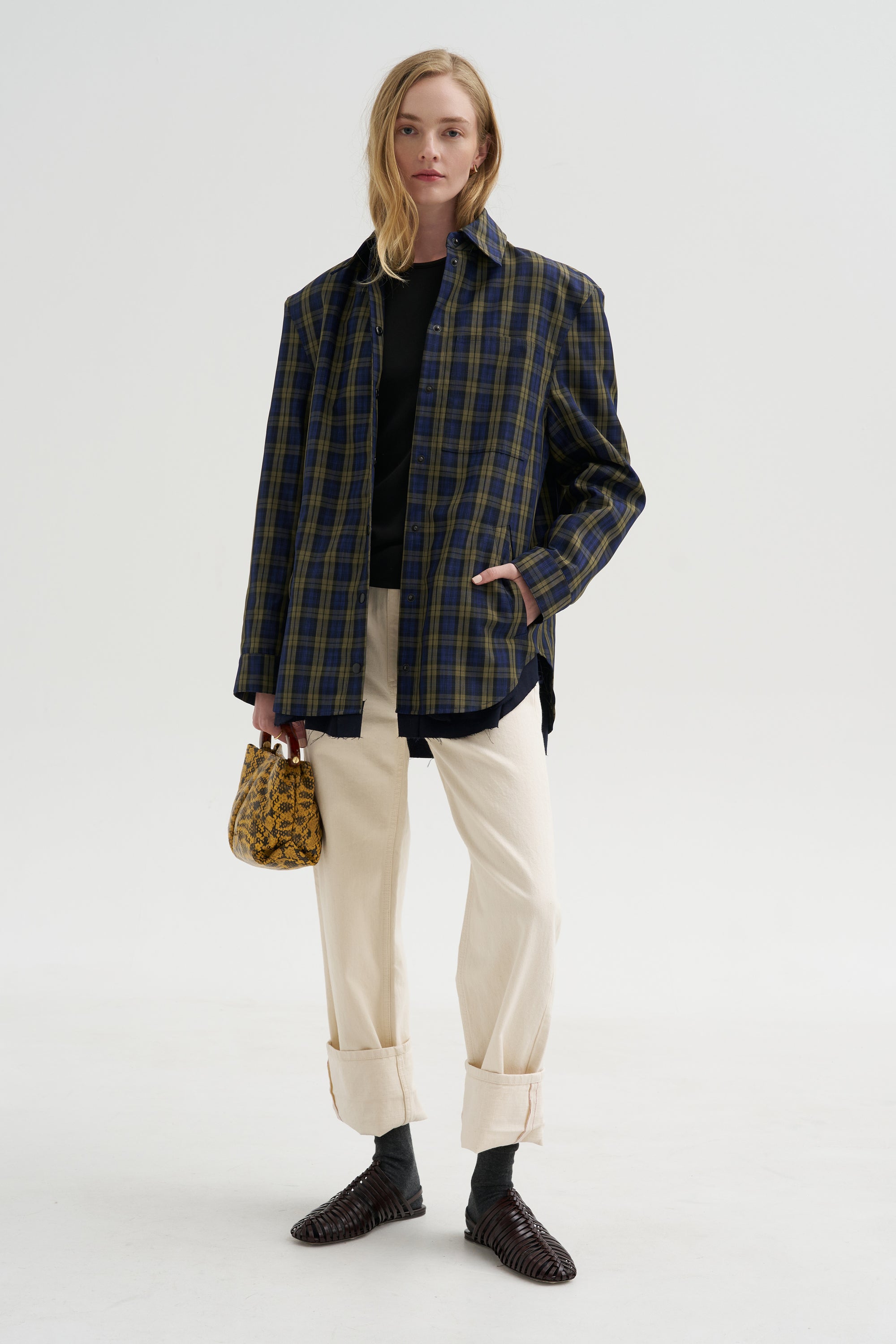 Pre-Order • Techy Plaid Easy Shirt Jacket, Blue Multi