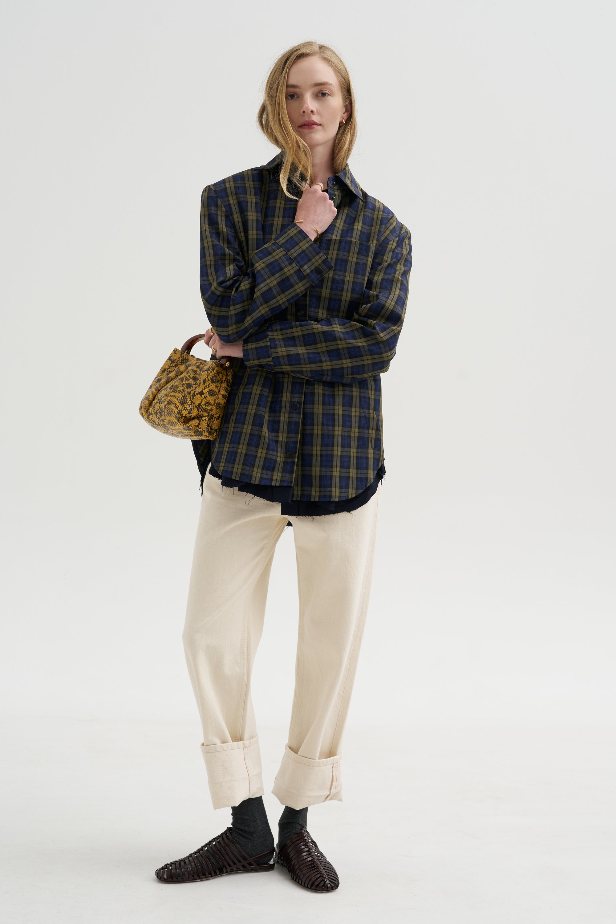 Pre-Order • Techy Plaid Easy Shirt Jacket, Blue Multi